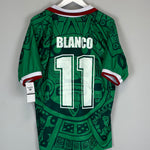 Shop 1998 MEXICO BLANCO #11 *REISSUE* BNWT HOME SHIRT (XL) ABA SPORT, classic football shirts, vintage football shirts & retro soccer jerseys at Cult Kits