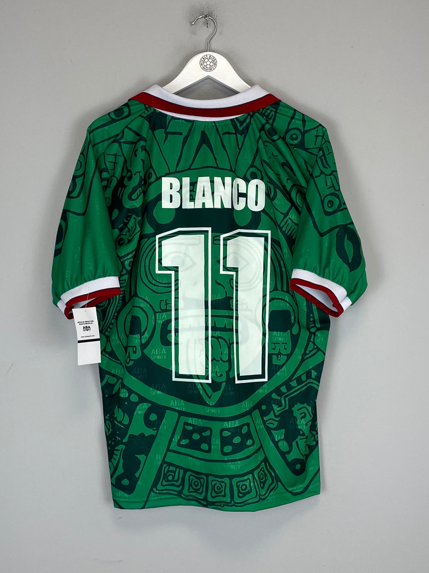 Shop 1998 MEXICO BLANCO #11 *REISSUE* BNWT HOME SHIRT (XL) ABA SPORT, classic football shirts, vintage football shirts & retro soccer jerseys at Cult Kits