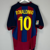 Shop 2003/04 BARCELONA RONALDINO #10 HOME SHIRT (XL) NIKE, classic football shirts, vintage football shirts & retro soccer jerseys at Cult Kits