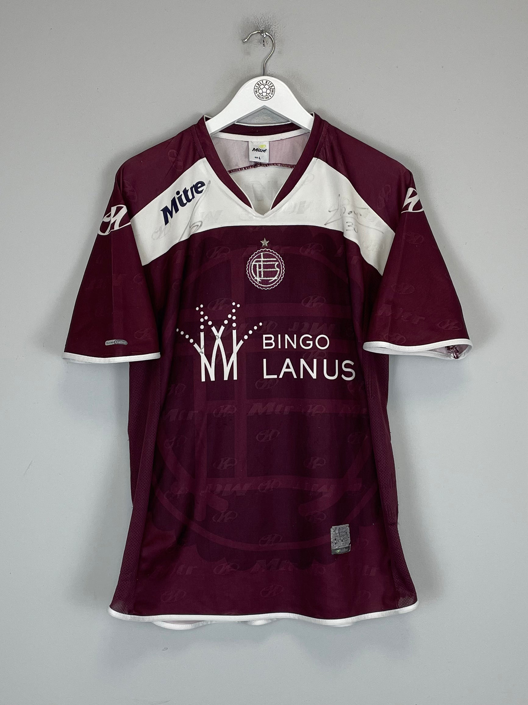 Shop 2006/07 CA LANUS *SIGNED* HOME SHIRT (L) MITRE, classic football shirts, vintage football shirts & retro soccer jerseys at Cult Kits