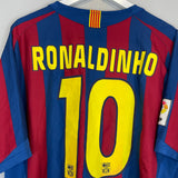 Shop 2005/06 BARCELONA RONALDINHO #10 HOME SHIRT (XL) NIKE, classic football shirts, vintage football shirts & retro soccer jerseys at Cult Kits
