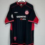 2002/03 OLYMPIAKOS PATSATZOGLU #2 C/L *MATCH WORN vs MANCHESTER UNITED* AWAY SHIRT (XL) UMBRO