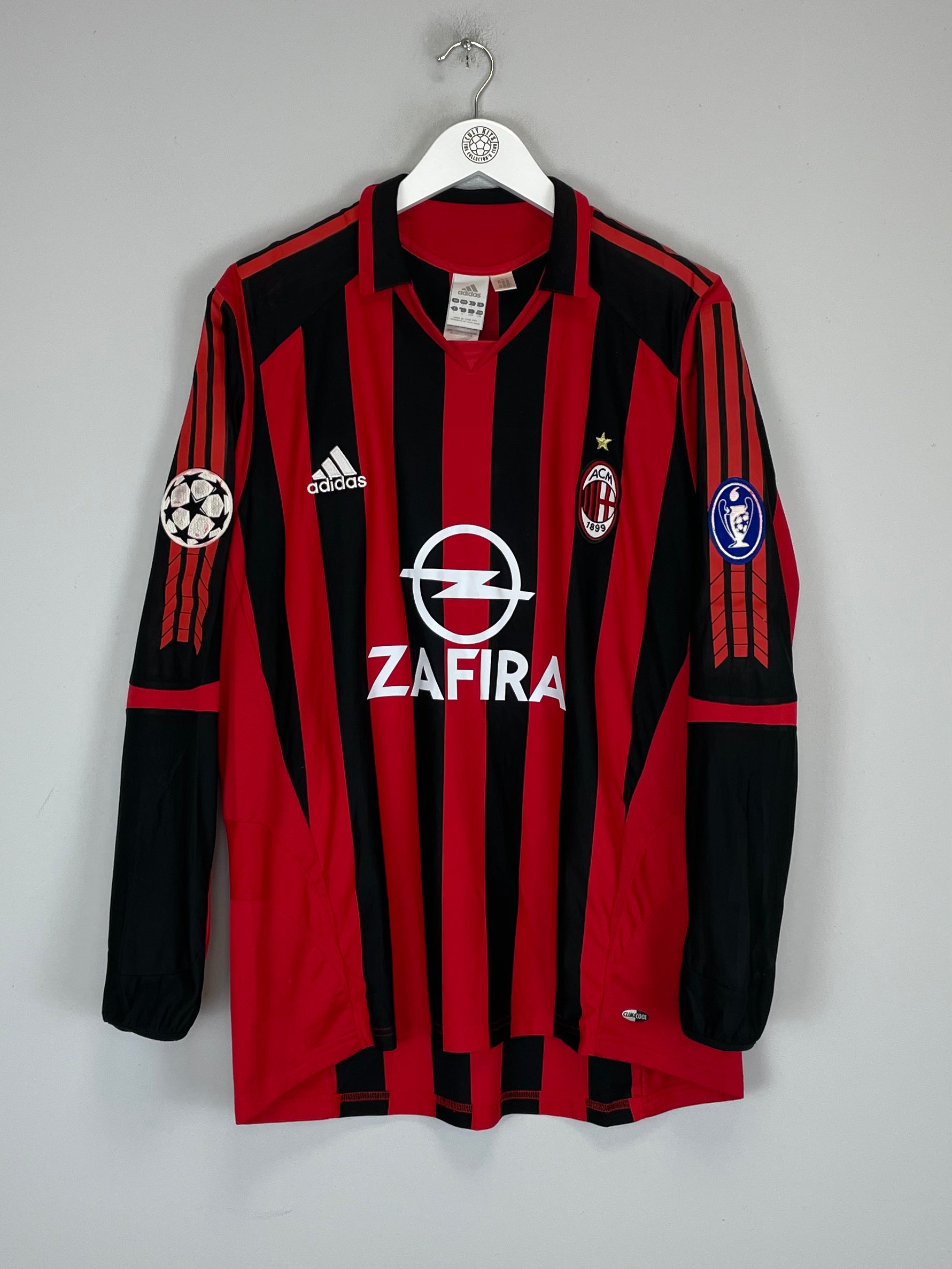 Shop 2005/06 AC MILAN MALDINI #3 C/L L/S HOME SHIRT (L) ADIDAS, classic football shirts, vintage football shirts & retro soccer jerseys at Cult Kits