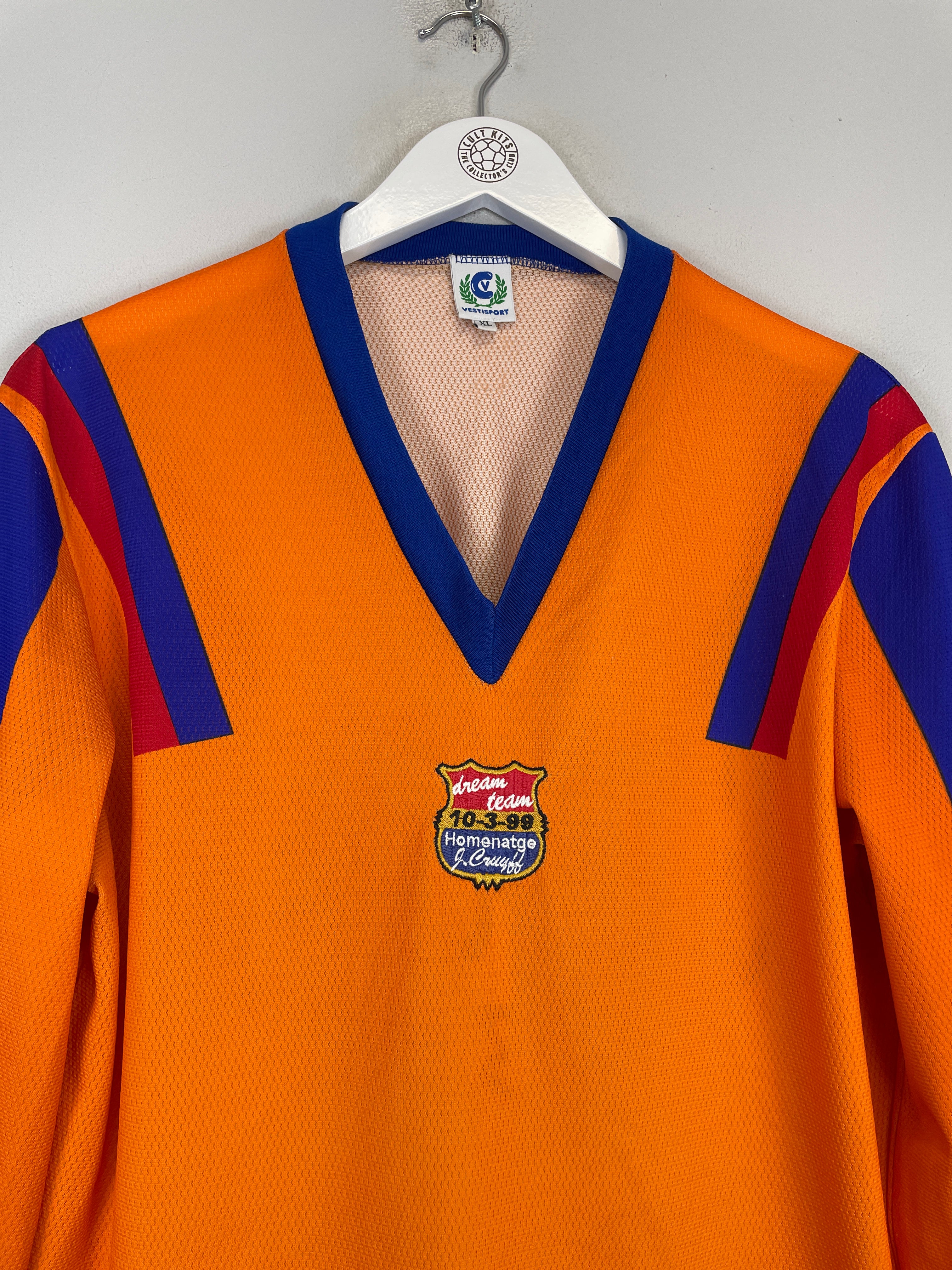 Shop 1999 BARCELONA CRUYFF TESTIMONIAL SHIRT (XL) VESTISPORT, classic football shirts, vintage football shirts & retro soccer jerseys at Cult Kits