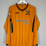 2009/10 HULL CITY GHILAS #23 *MATCH WORN vs MANCHESTER UNITED* L/S HOME SHIRT (M) UMBRO