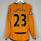 2009/10 HULL CITY GHILAS #23 *MATCH WORN vs MANCHESTER UNITED* L/S HOME SHIRT (M) UMBRO