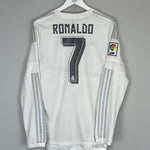 Shop 2015/16 REAL MADRID RONALDO #7 L/S HOME SHIRT (M) ADIDAS, classic football shirts, vintage football shirts & retro soccer jerseys at Cult Kits