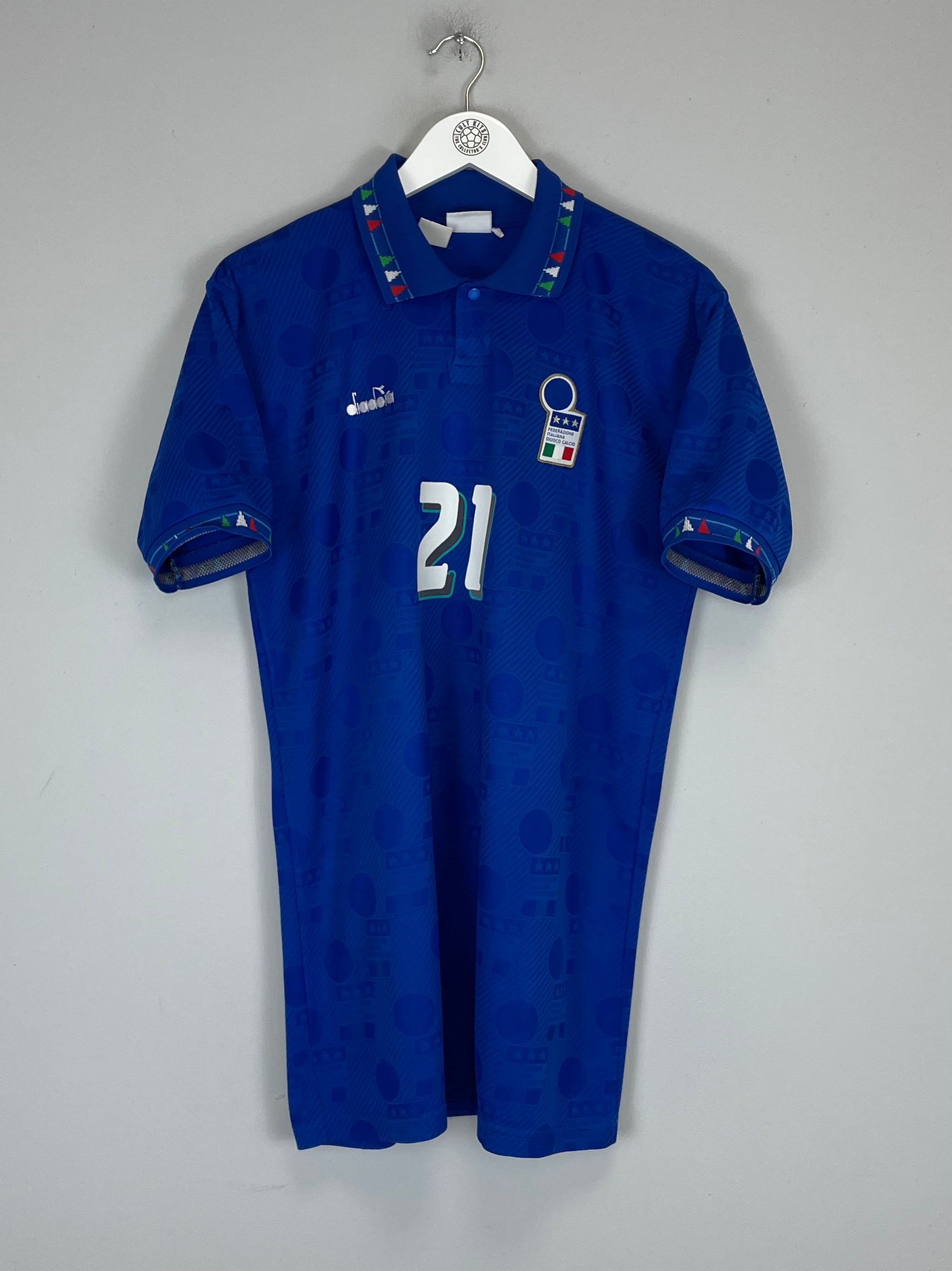 Shop 1994 ITALY ZOLA #21 HOME SHIRT (XL) DIADORA, classic football shirts, vintage football shirts & retro soccer jerseys at Cult Kits