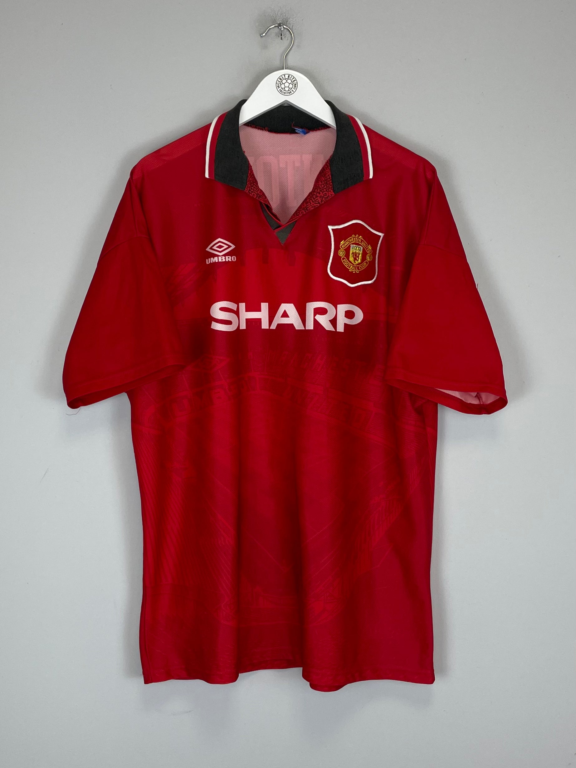 Shop 1994/96 MANCHESTER UNITED CANTONA #7 HOME SHIRT (XXL) UMBRO, classic football shirts, vintage football shirts & retro soccer jerseys at Cult Kits