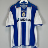 Shop 2001/02 DEPORTIVO LA CORUNA VALERON #21 HOME SHIRT (L) JOMA, classic football shirts, vintage football shirts & retro soccer jerseys at Cult Kits