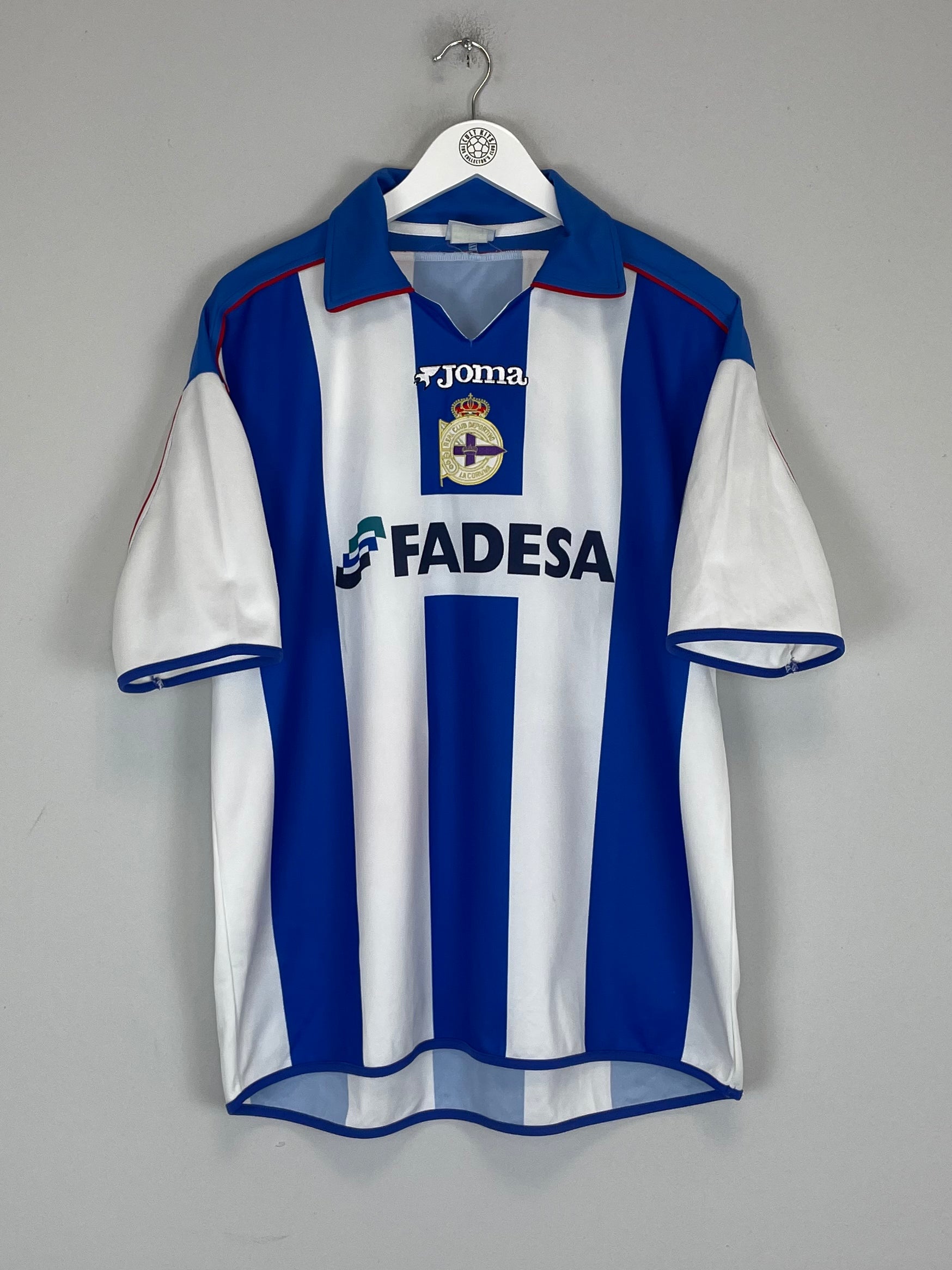 Shop 2001/02 DEPORTIVO LA CORUNA VALERON #21 HOME SHIRT (L) JOMA, classic football shirts, vintage football shirts & retro soccer jerseys at Cult Kits