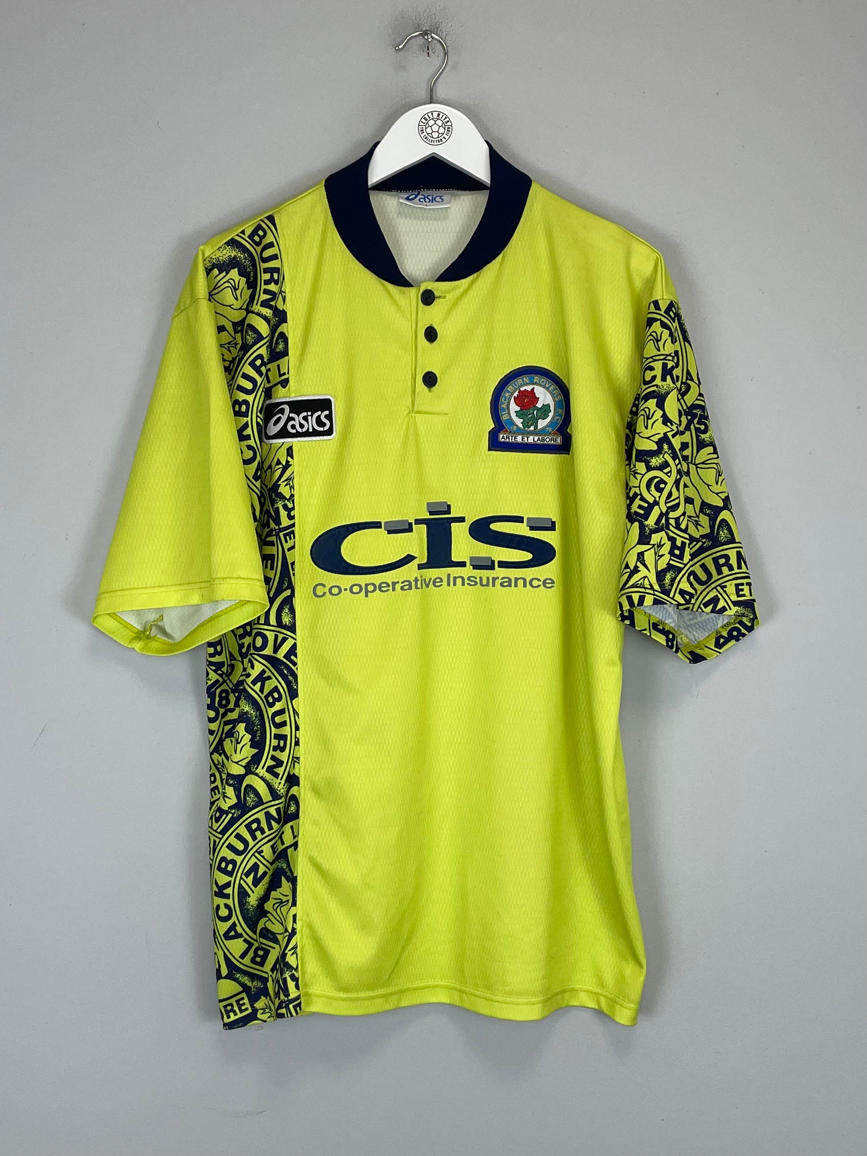 Shop 1996/97 BLACKBURN ROVERS AWAY SHIRT (L) ASICS, classic football shirts, vintage football shirts & retro soccer jerseys at Cult Kits