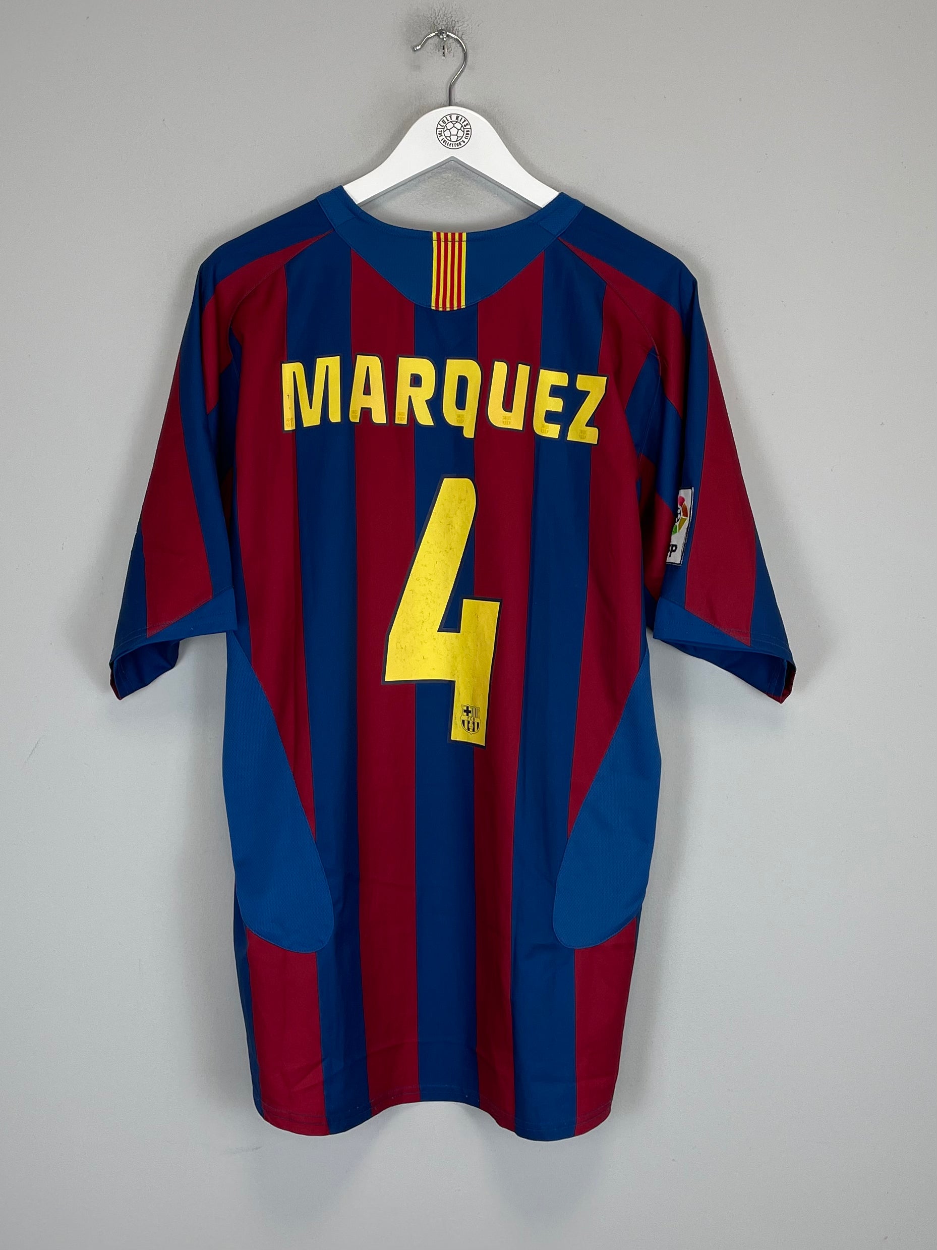 Shop 2005/06 BARCELONA MARQUEZ #4 HOME SHIRT (XL) NIKE, classic football shirts, vintage football shirts & retro soccer jerseys at Cult Kits