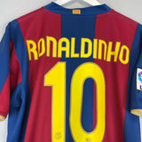 Shop 2007/08 BARCELONA RONALDINHO #10 HOME SHIRT (L) NIKE, classic football shirts, vintage football shirts & retro soccer jerseys at Cult Kits