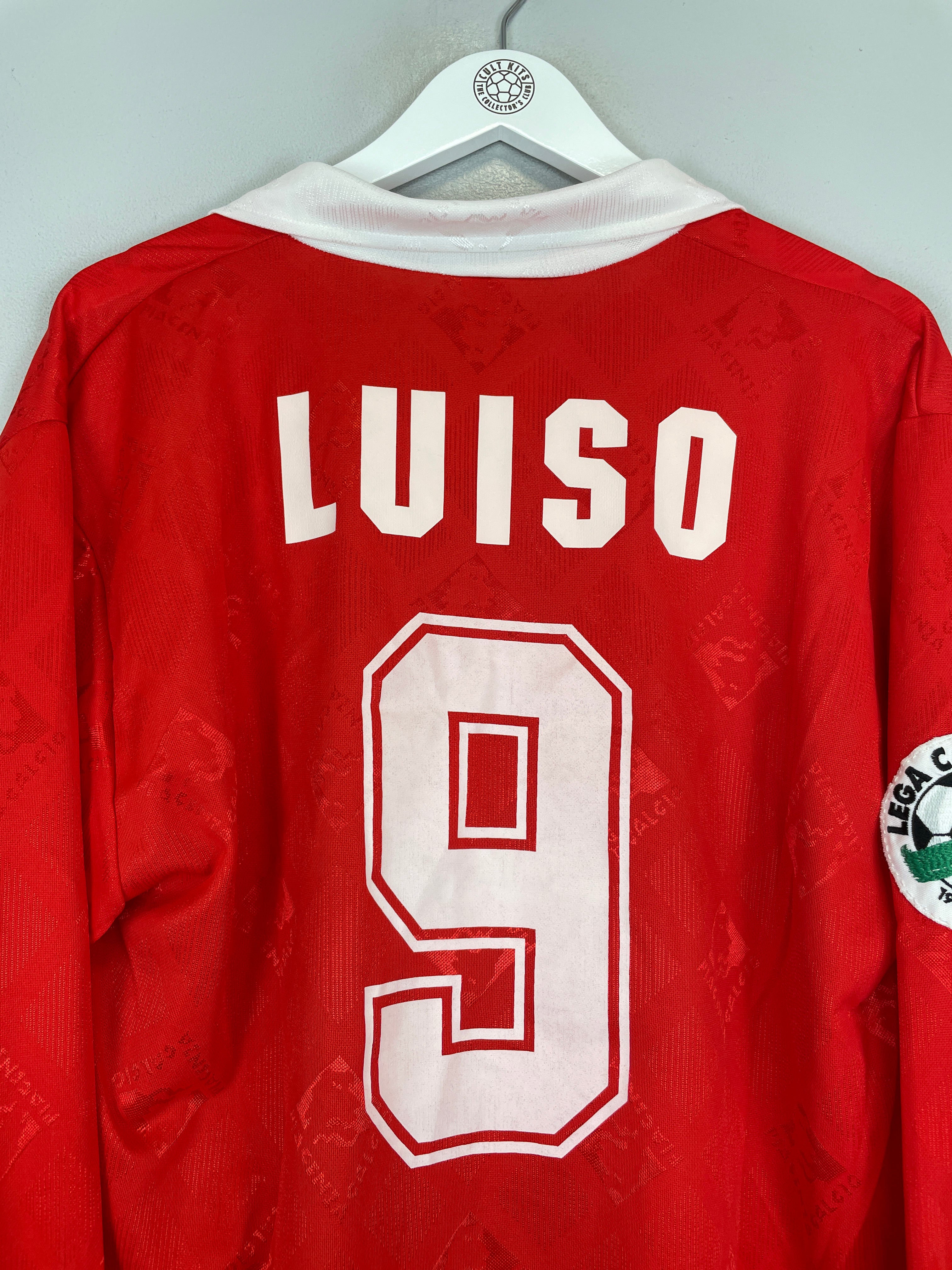 Shop 1995/96 PIACENZA CALCIO LUISO #9 *MATCH ISSUE* L/S HOME SHIRT (XL) ABM, classic football shirts, vintage football shirts & retro soccer jerseys at Cult Kits