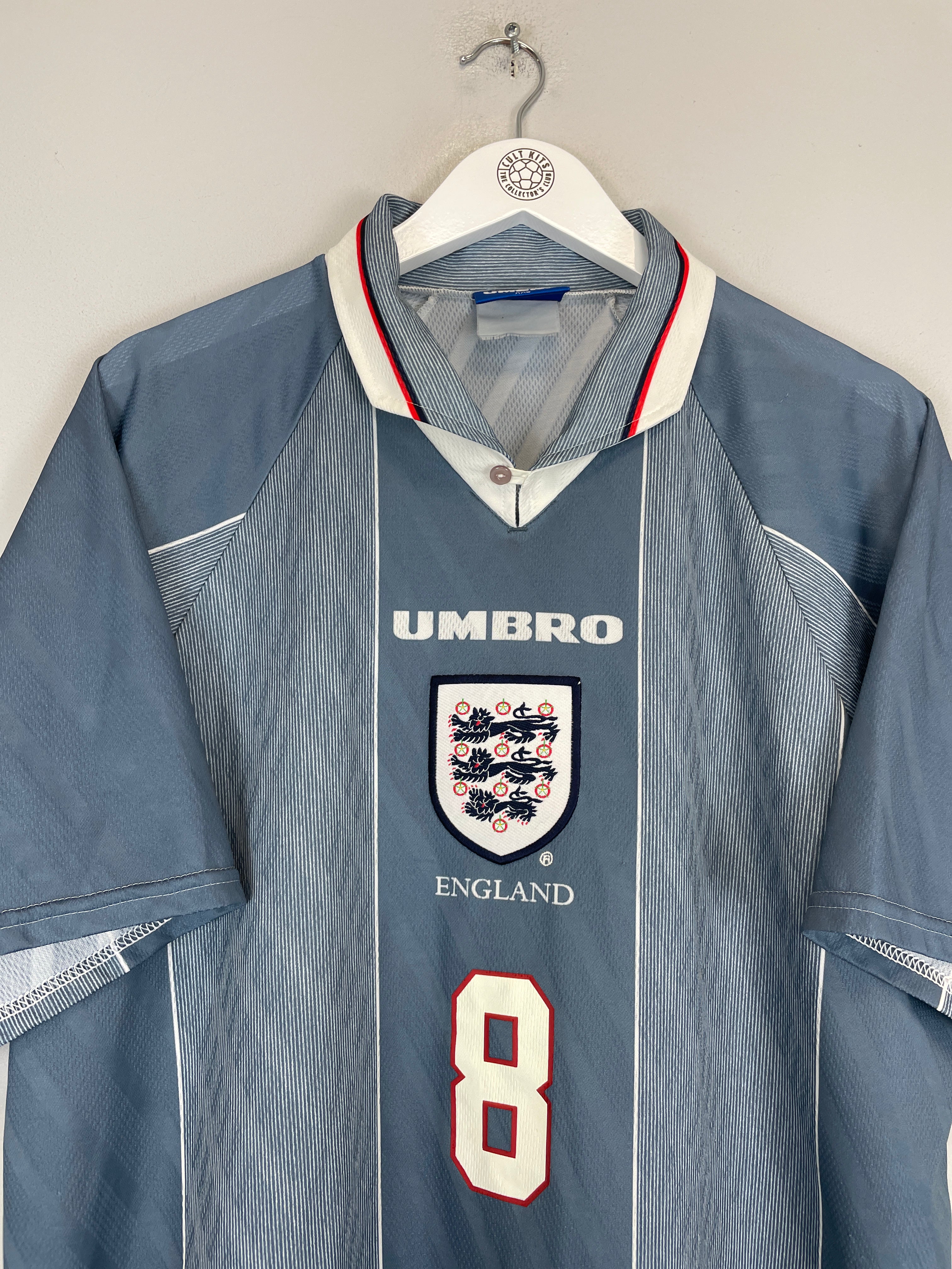 Shop 1996 ENGLAND GASCOIGNE #8 AWAY SHIRT (XXL) UMBRO, classic football shirts, vintage football shirts & retro soccer jerseys at Cult Kits