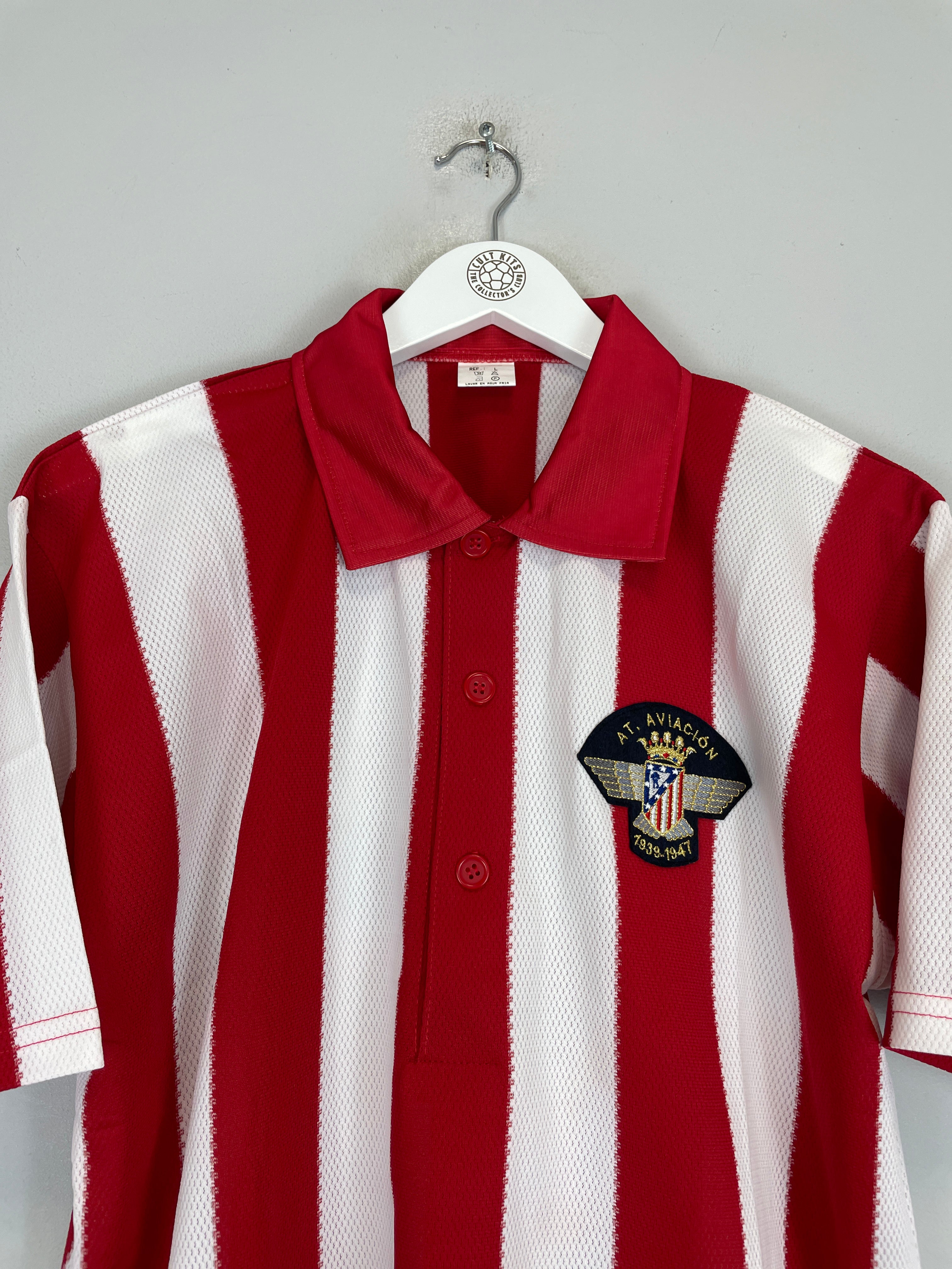 Shop 1947 ATLETICO MADRID AT AVIACON TRIBUTE SHIRT (L) BEMISER, classic football shirts, vintage football shirts & retro soccer jerseys at Cult Kits