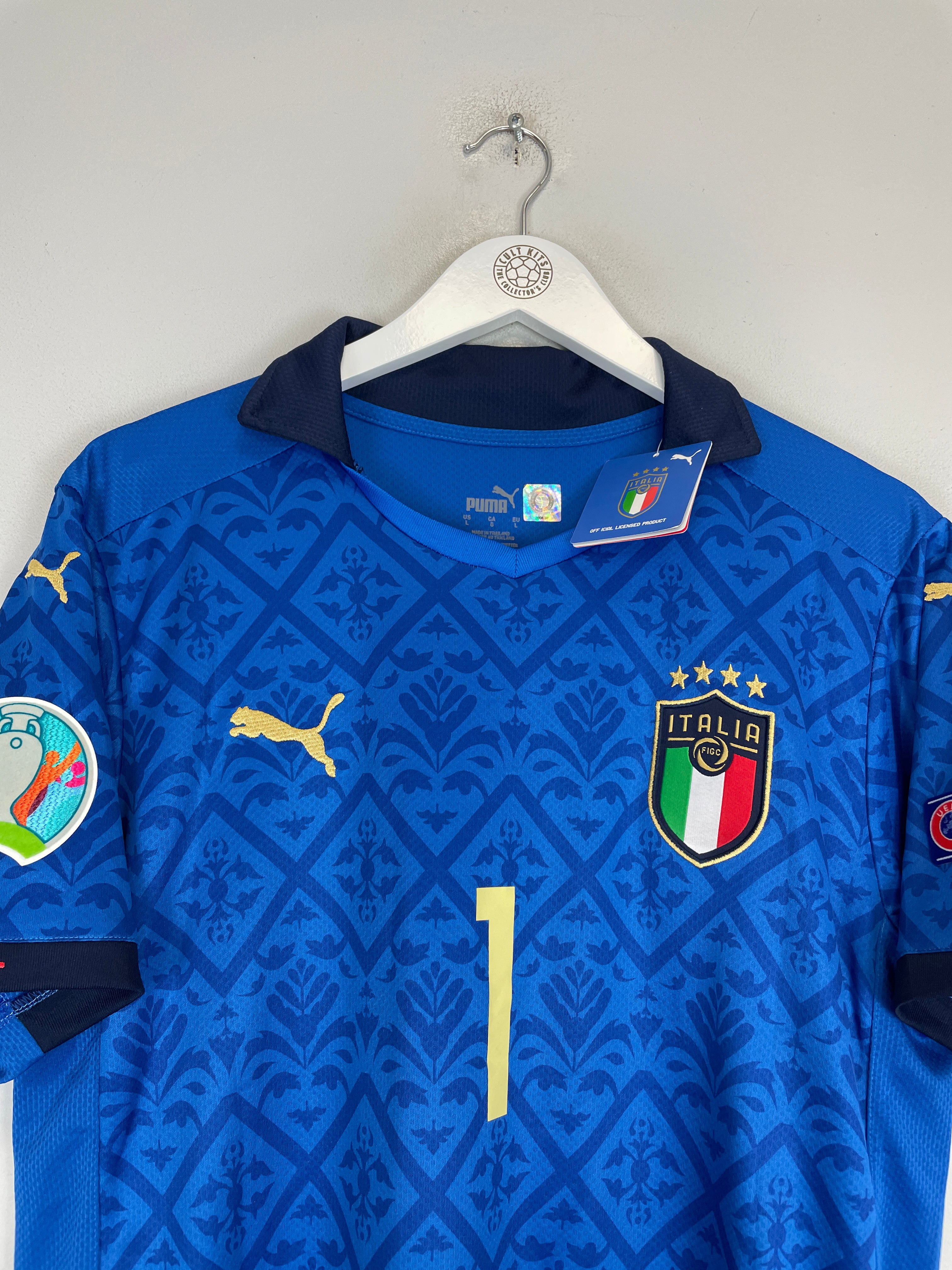 Shop 2020/21 ITALY MANCINI #1 *SIGNED* BNWT HOME SHIRT (L) PUMA, classic football shirts, vintage football shirts & retro soccer jerseys at Cult Kits
