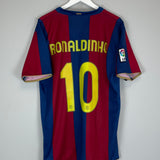Shop 2007/08 BARCELONA RONALDINHO #10 HOME SHIRT (XL) NIKE, classic football shirts, vintage football shirts & retro soccer jerseys at Cult Kits