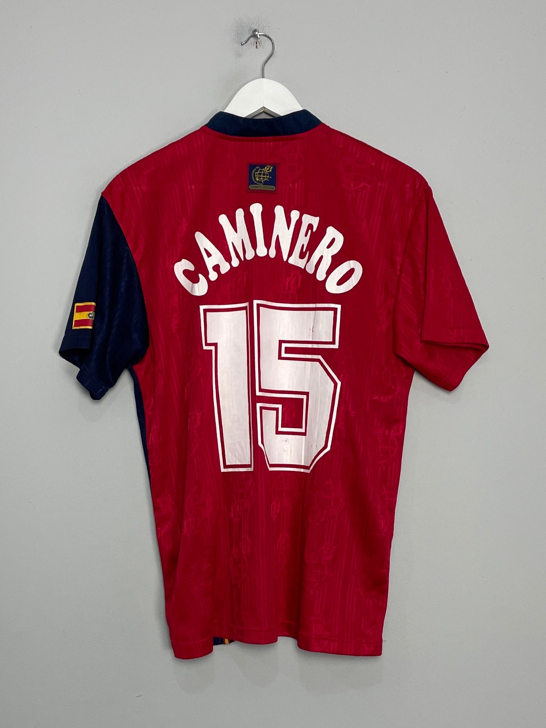 Shop 1996/98 SPAIN CAMINERO #16 HOME SHIRT (M) ADIDAS, classic football shirts, vintage football shirts & retro soccer jerseys at Cult Kits