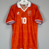 Shop 1994 NETHERLANDS BERGKAMP #10 HOME SHIRT (L) LOTTO, classic football shirts, vintage football shirts & retro soccer jerseys at Cult Kits