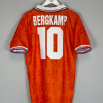 Shop 1994 NETHERLANDS BERGKAMP #10 HOME SHIRT (L) LOTTO, classic football shirts, vintage football shirts & retro soccer jerseys at Cult Kits