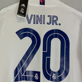 Shop 2020/21 REAL MADRID VINI JR #20 *BNWT* HOME SHIRT (WOMENS L) ADIDAS, classic football shirts, vintage football shirts & retro soccer jerseys at Cult Kits