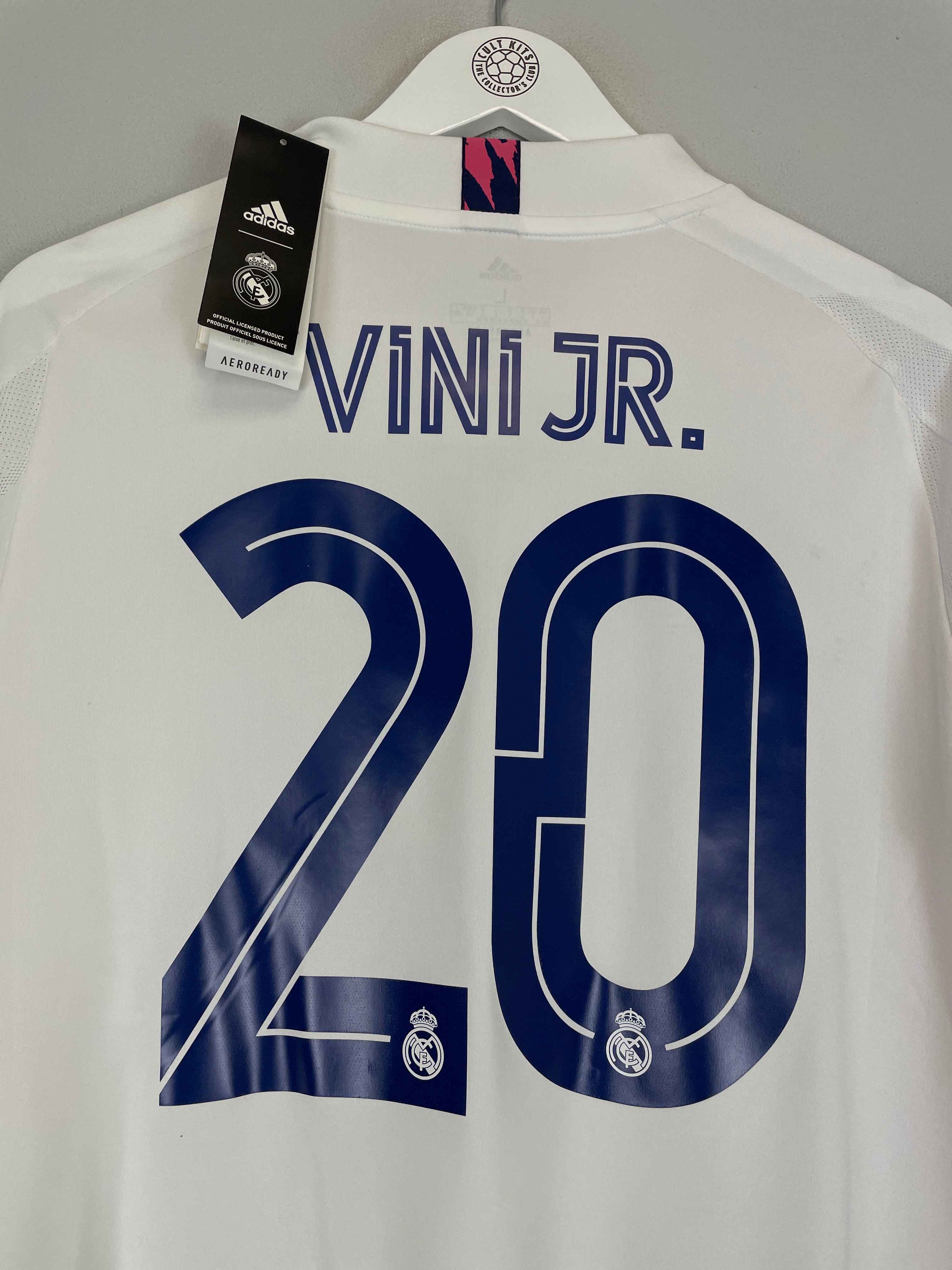 Shop 2020/21 REAL MADRID VINI JR #20 *BNWT* HOME SHIRT (WOMENS L) ADIDAS, classic football shirts, vintage football shirts & retro soccer jerseys at Cult Kits