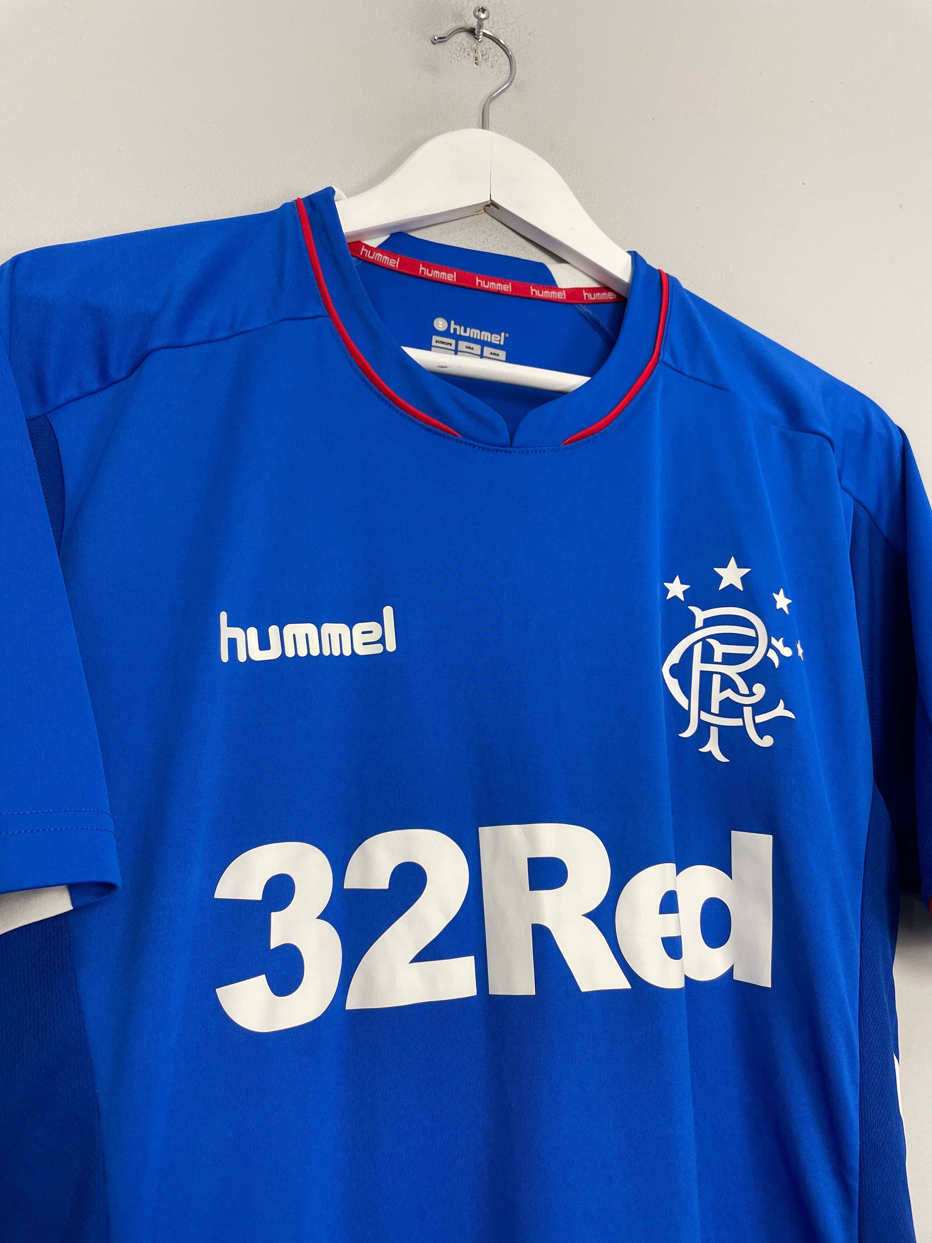 Shop 2018/19 RANGERS HOME SHIRT (M) HUMMEL, classic football shirts, vintage football shirts & retro soccer jerseys at Cult Kits