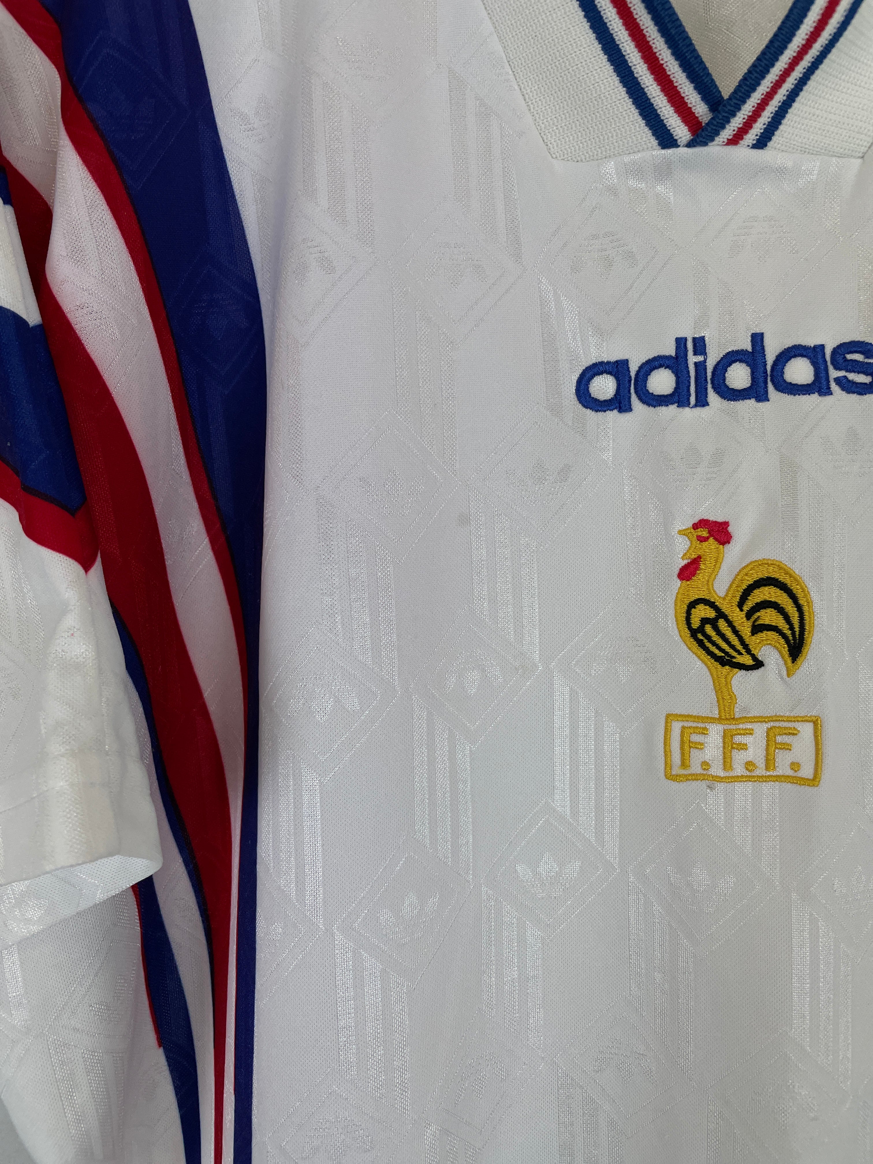 Shop 1996/98 FRANCE AWAY SHIRT (L) ADIDAS, classic football shirts, vintage football shirts & retro soccer jerseys at Cult Kits