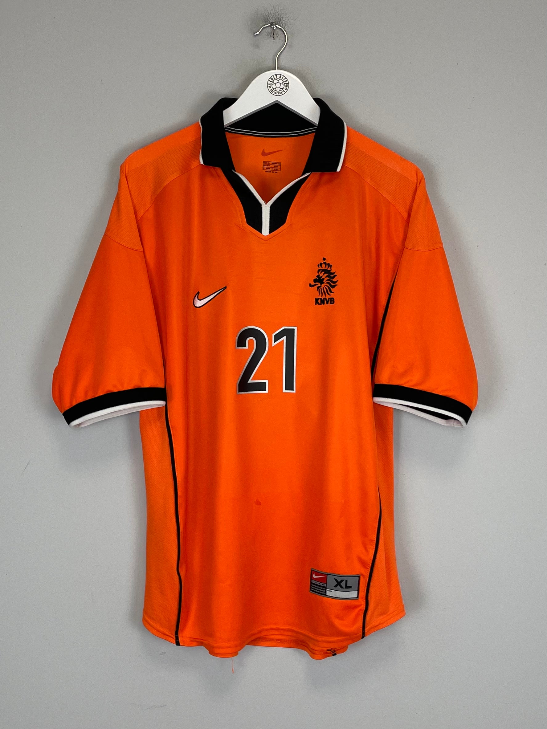 Shop 1998/00 NETHERLANDS HASSELBAINK #21 HOME SHIRT (XL) NIKE, classic football shirts, vintage football shirts & retro soccer jerseys at Cult Kits