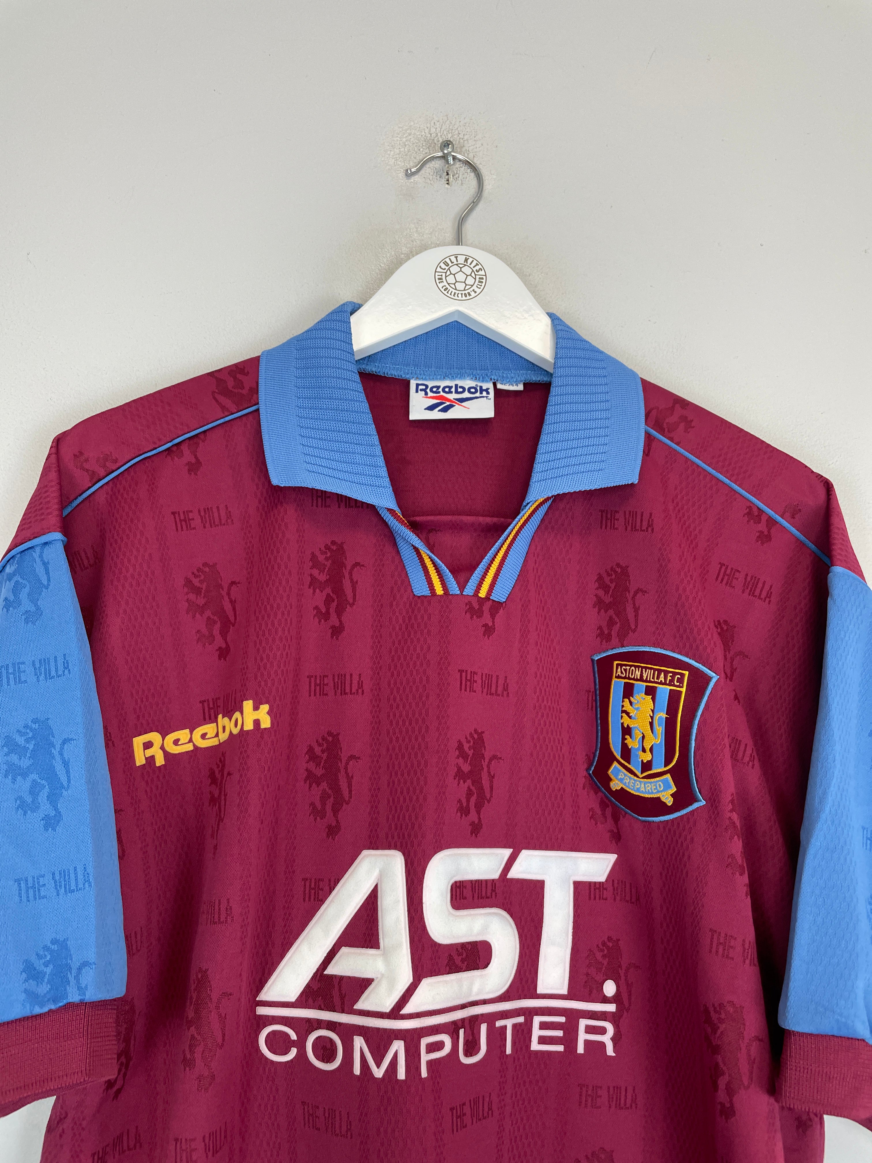 Shop 1995/97 ASTON VILLA *MINT* HOME SHIRT (L) REEBOK, classic football shirts, vintage football shirts & retro soccer jerseys at Cult Kits