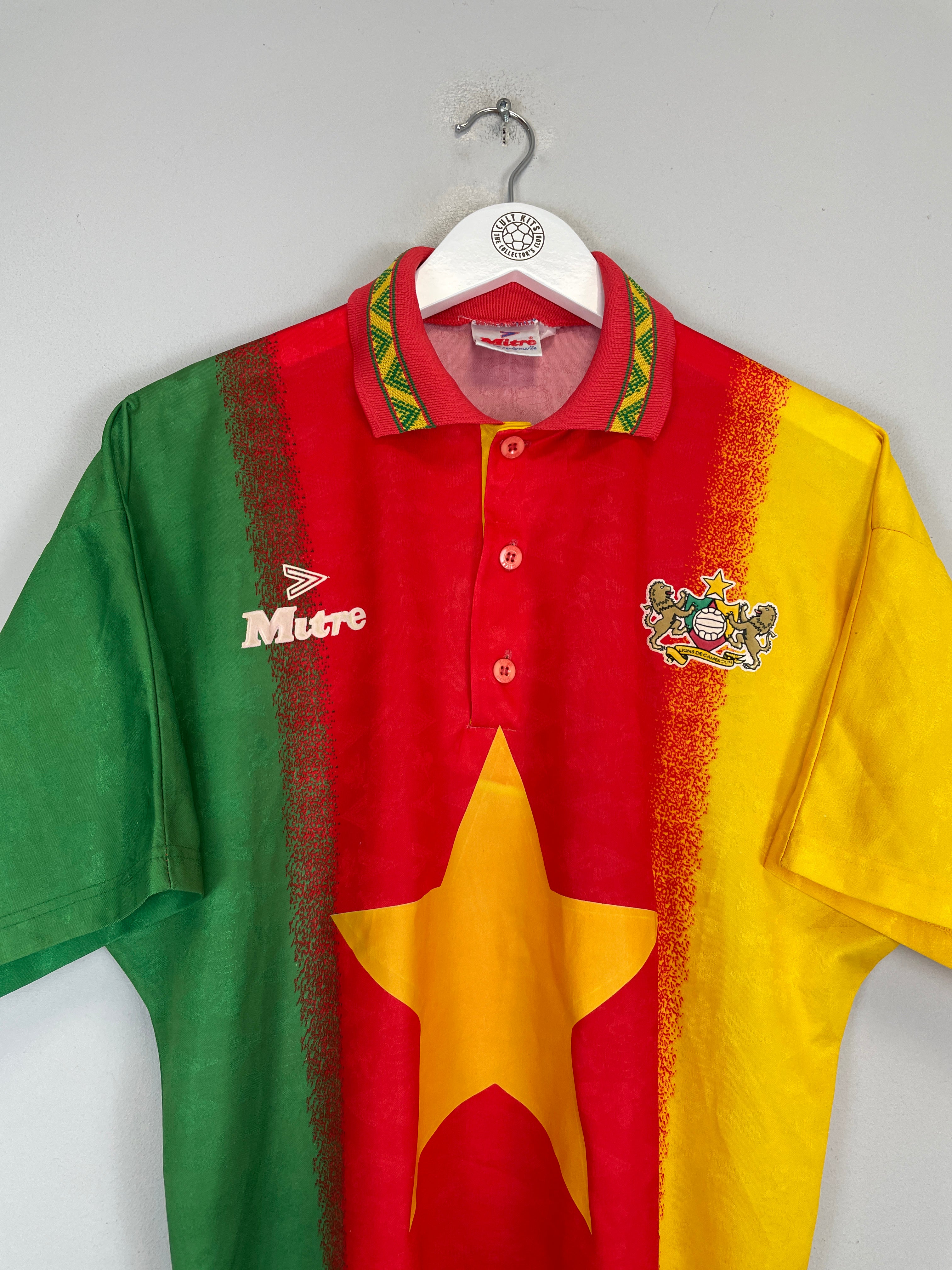 Shop 1994/95 CAMEROON HOME SHIRT (L) MITRE, classic football shirts, vintage football shirts & retro soccer jerseys at Cult Kits
