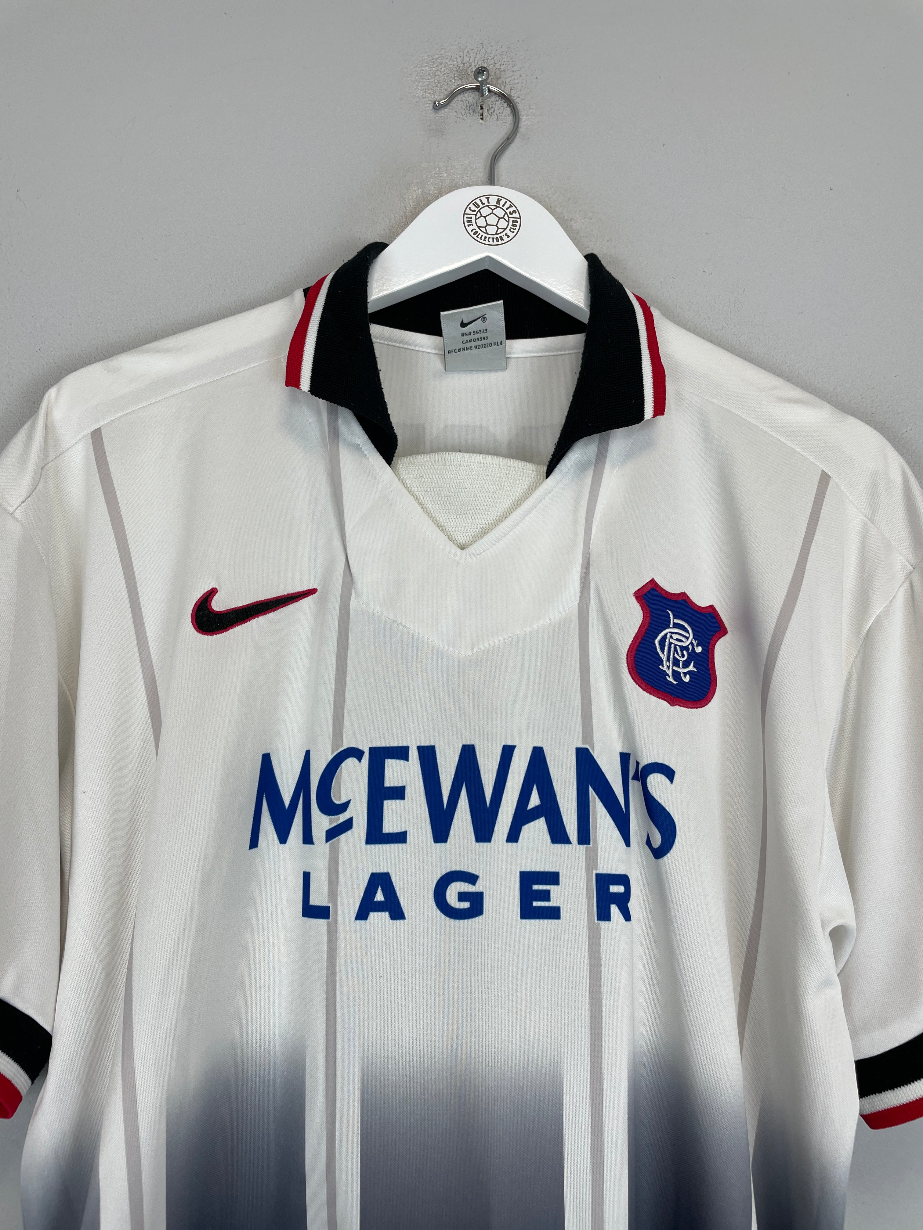 Shop 1997/99 RANGERS MCCOIST #9 AWAY SHIRT (L) NIKE, classic football shirts, vintage football shirts & retro soccer jerseys at Cult Kits