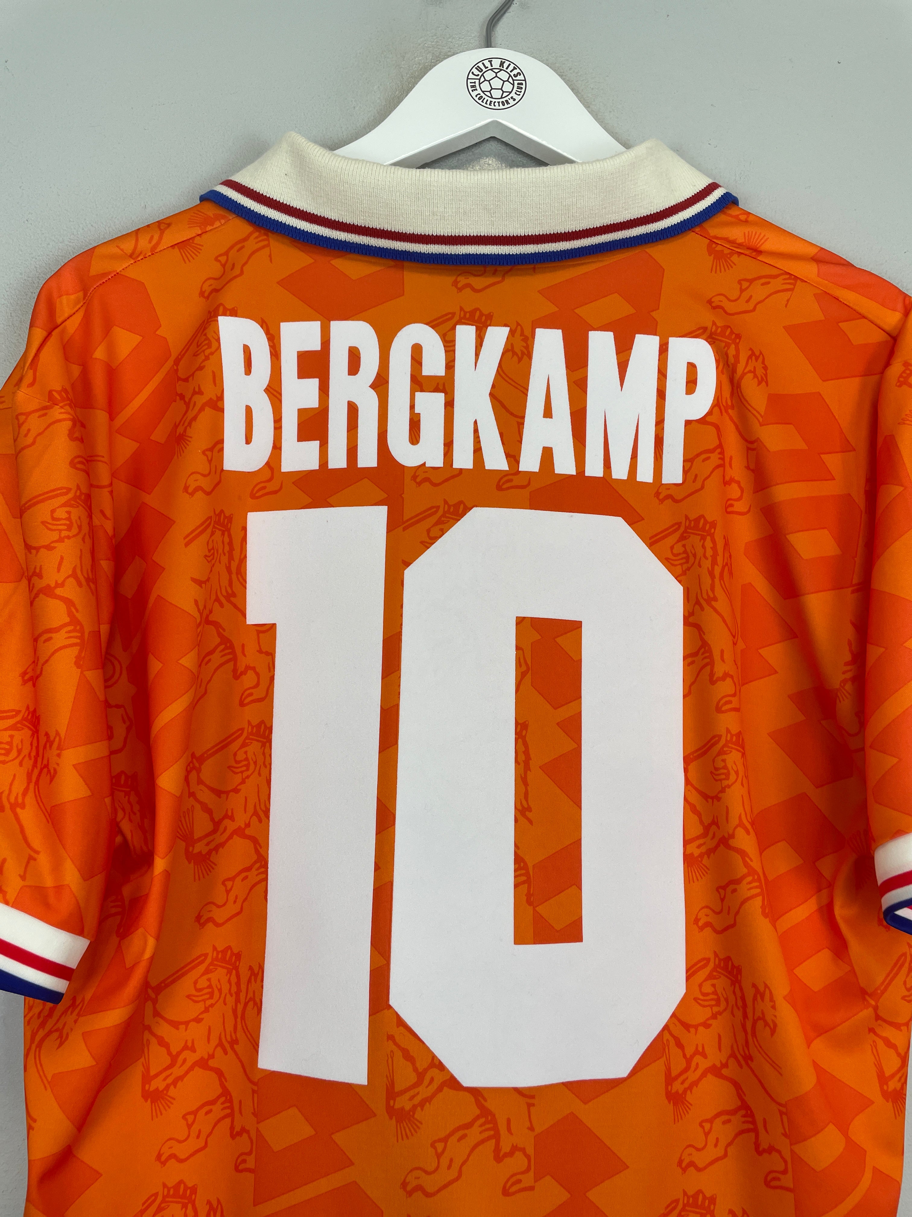Shop 1994 NETHERLANDS BERGKAMP #10 HOME SHIRT (L) LOTTO, classic football shirts, vintage football shirts & retro soccer jerseys at Cult Kits