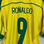 Shop 1998/00 BRAZIL RONALDO #9 HOME SHIRT (XL) NIKE, classic football shirts, vintage football shirts & retro soccer jerseys at Cult Kits
