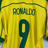 Shop 1998/00 BRAZIL RONALDO #9 HOME SHIRT (XL) NIKE, classic football shirts, vintage football shirts & retro soccer jerseys at Cult Kits