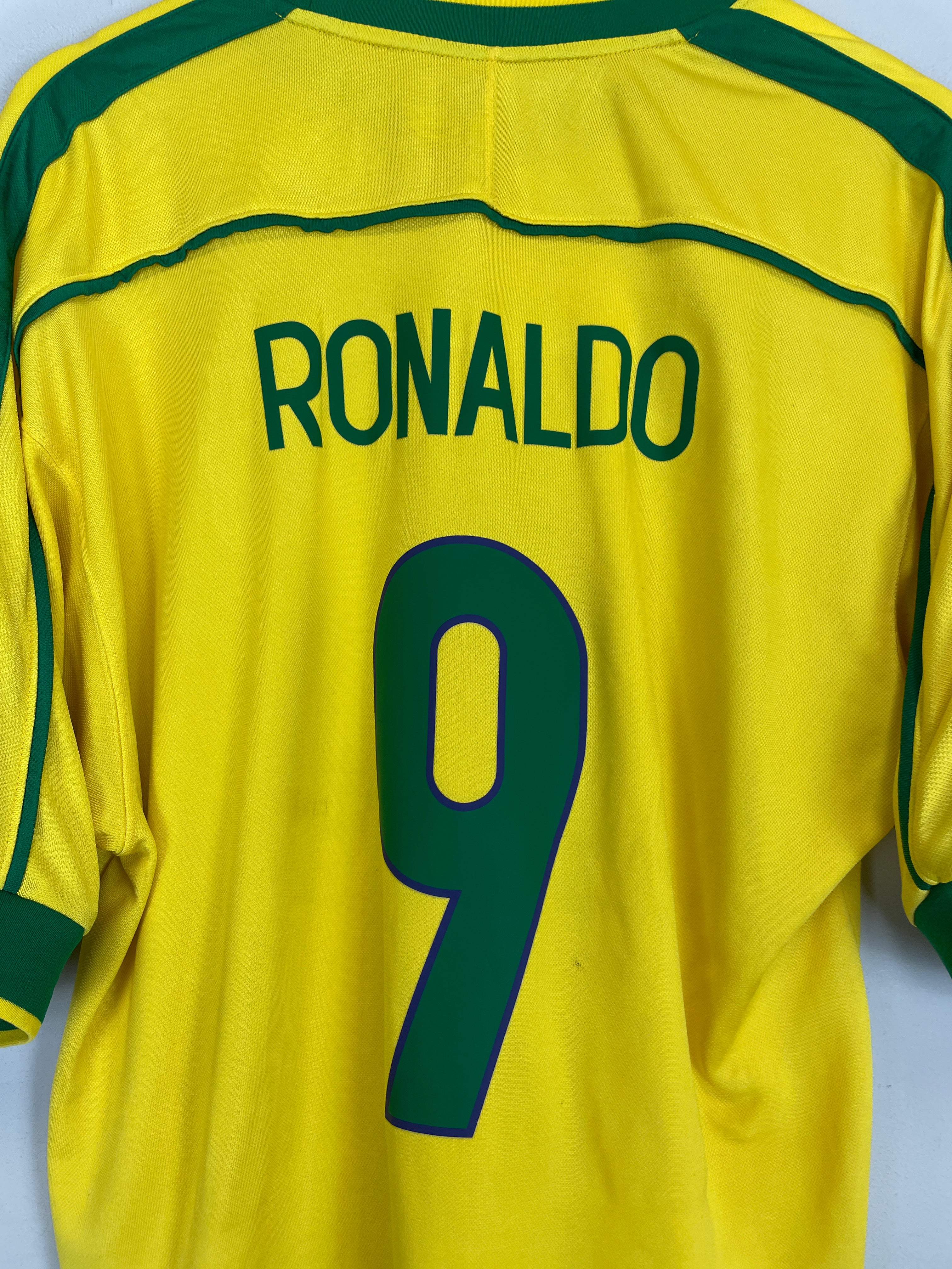 Shop 1998/00 BRAZIL RONALDO #9 HOME SHIRT (XL) NIKE, classic football shirts, vintage football shirts & retro soccer jerseys at Cult Kits