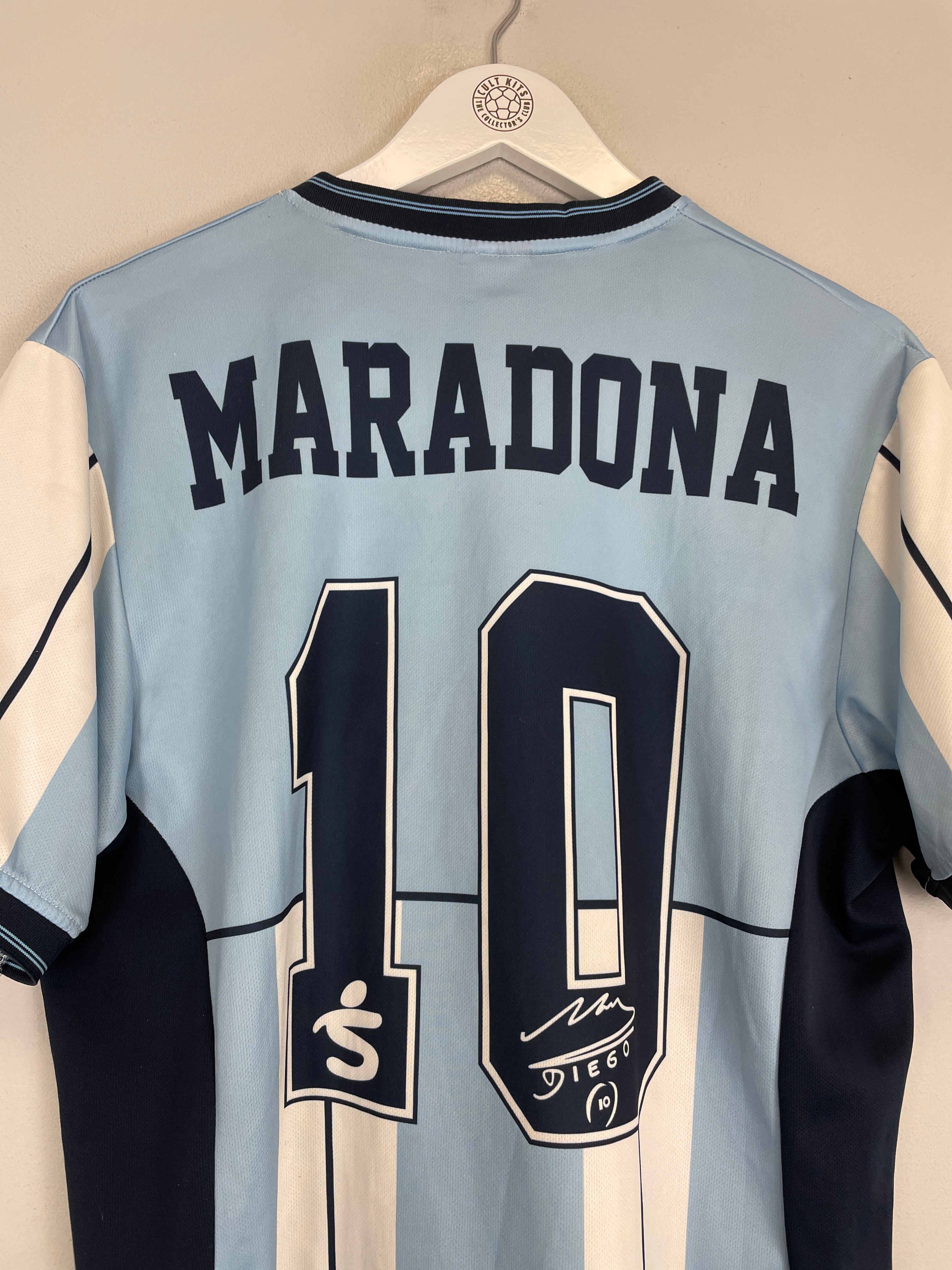 Shop 2001 ARGENTINA MARADONA TESTIMONIAL SHIRT (M) OPEN SPORTS, classic football shirts, vintage football shirts & retro soccer jerseys at Cult Kits