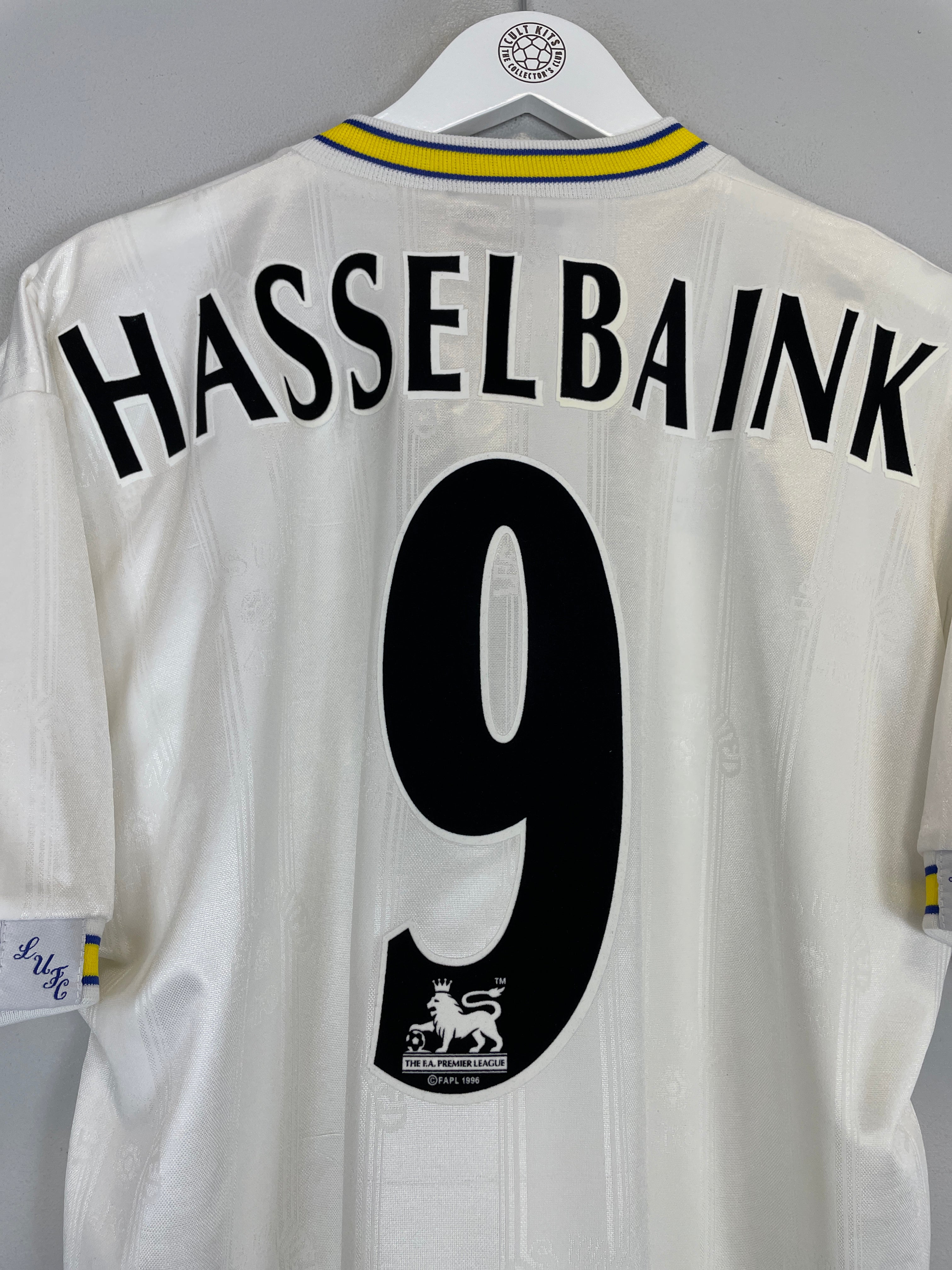 Shop 1996/98 LEEDS UNITED HASSELBAINK #9 HOME SHIRT (M) PUMA, classic football shirts, vintage football shirts & retro soccer jerseys at Cult Kits