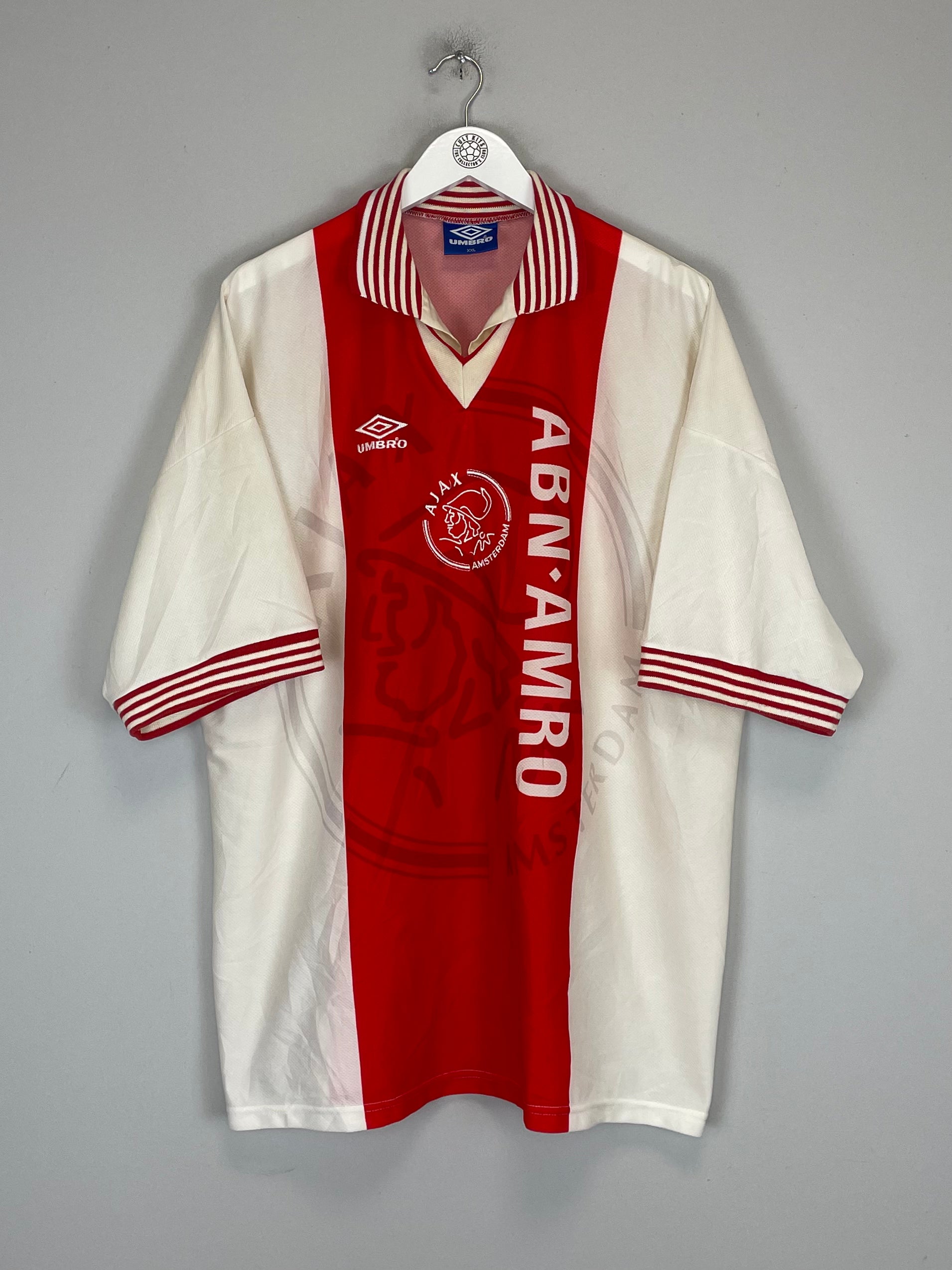 Shop 1995/96 AJAX HOME SHIRT (XXL) UMBRO, classic football shirts, vintage football shirts & retro soccer jerseys at Cult Kits