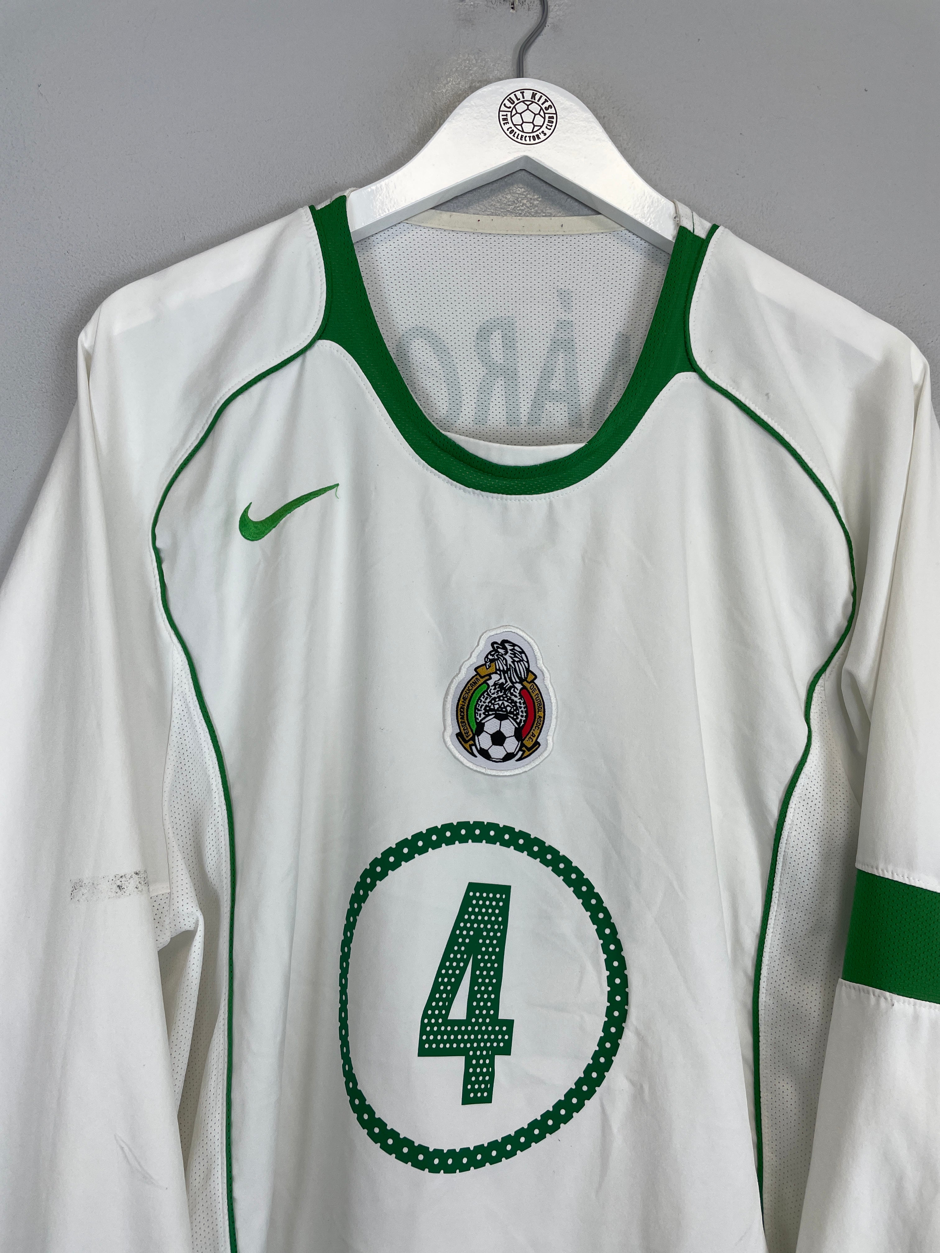 Shop 2005/06 MEXICO R.MARQUEZ #4 L/S AWAY SHIRT (L) NIKE, classic football shirts, vintage football shirts & retro soccer jerseys at Cult Kits
