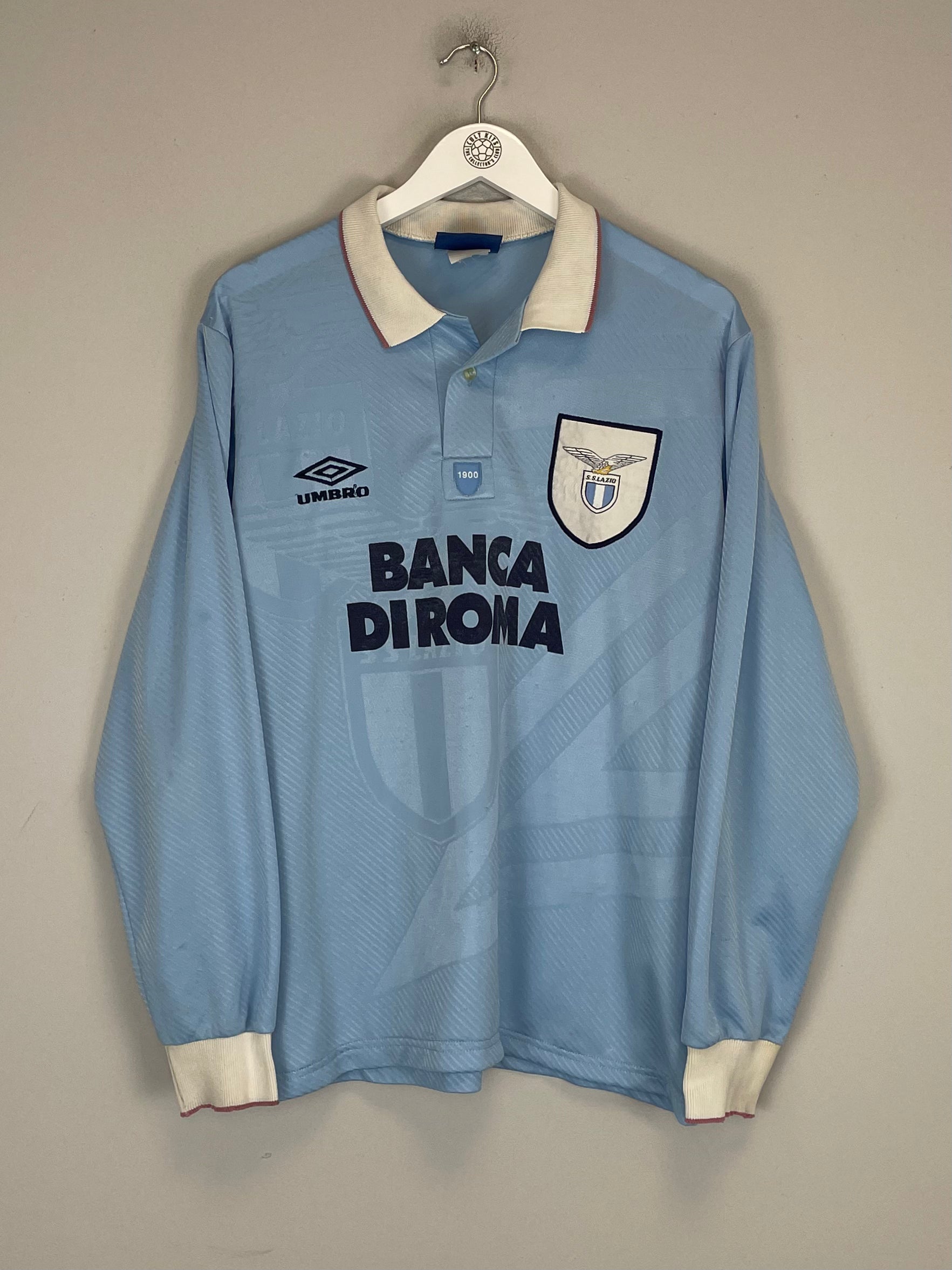 Shop 1993/95 LAZIO #10 L/S HOME SHIRT (L) UMBRO, classic football shirts, vintage football shirts & retro soccer jerseys at Cult Kits