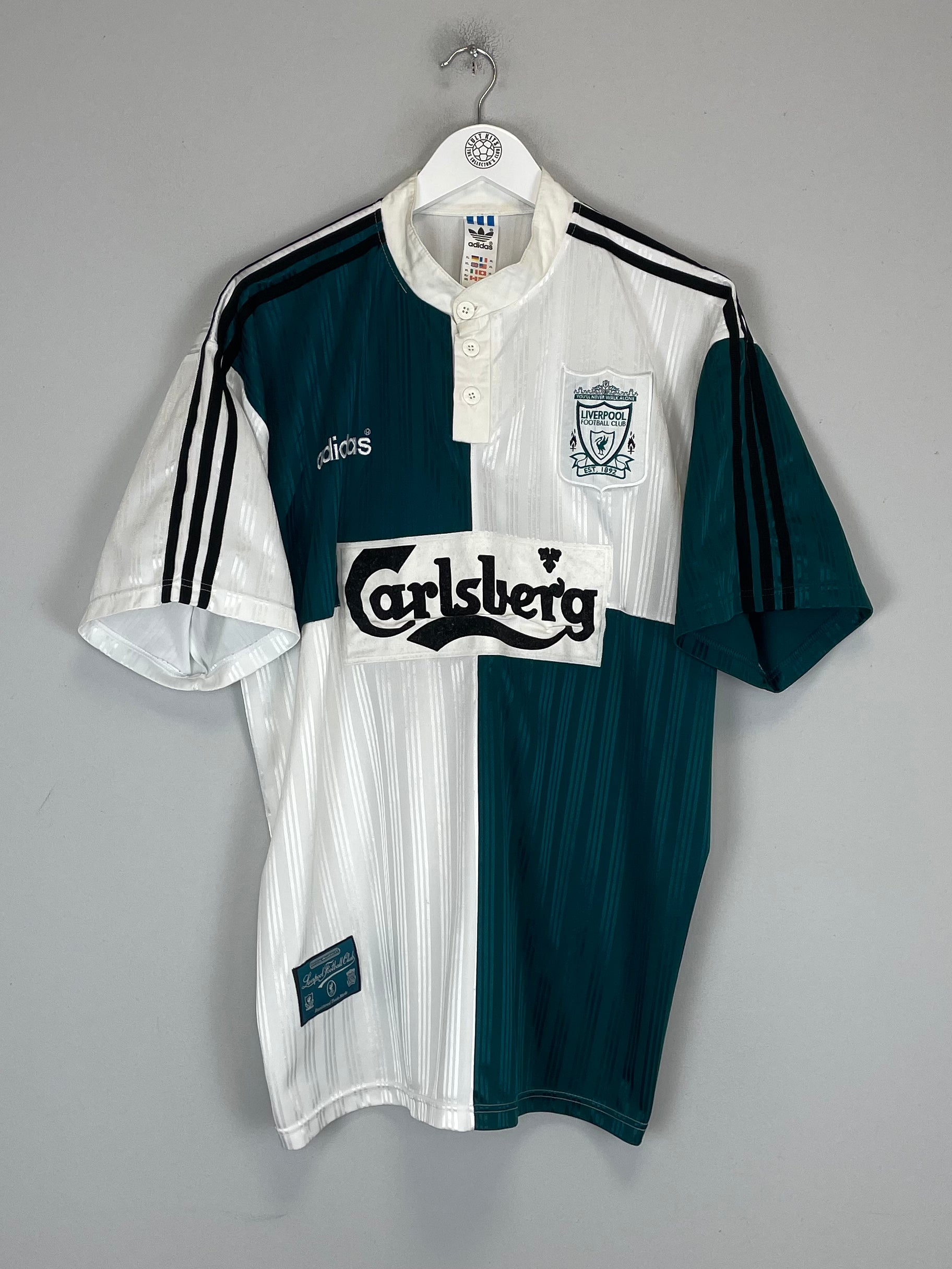 Shop 1995/96 LIVERPOOL AWAY SHIRT (XXL) ADIDAS, classic football shirts, vintage football shirts & retro soccer jerseys at Cult Kits