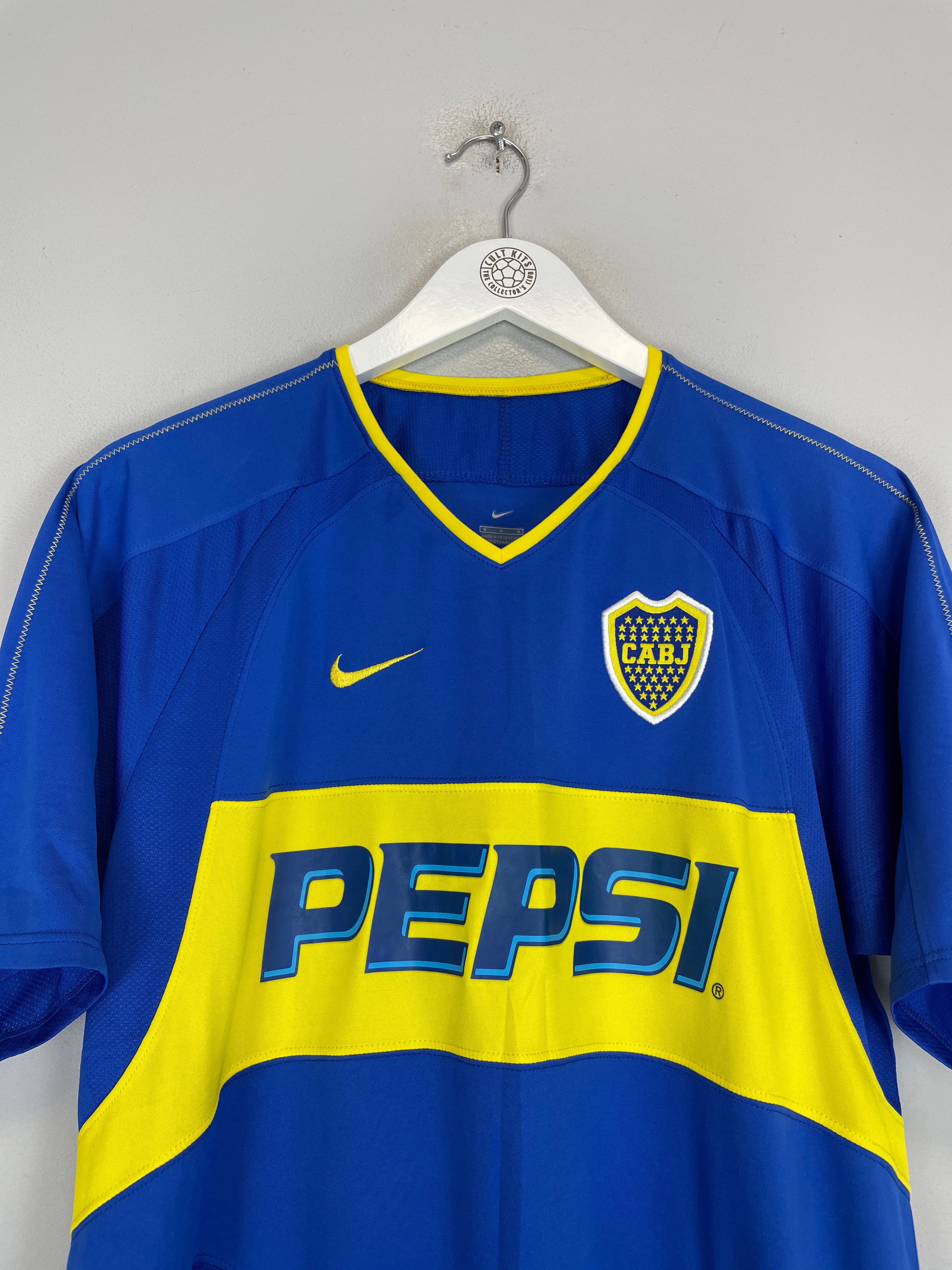 Shop 2003/04 BOCA JUNIORS HOME SHIRT (M) NIKE, classic football shirts, vintage football shirts & retro soccer jerseys at Cult Kits