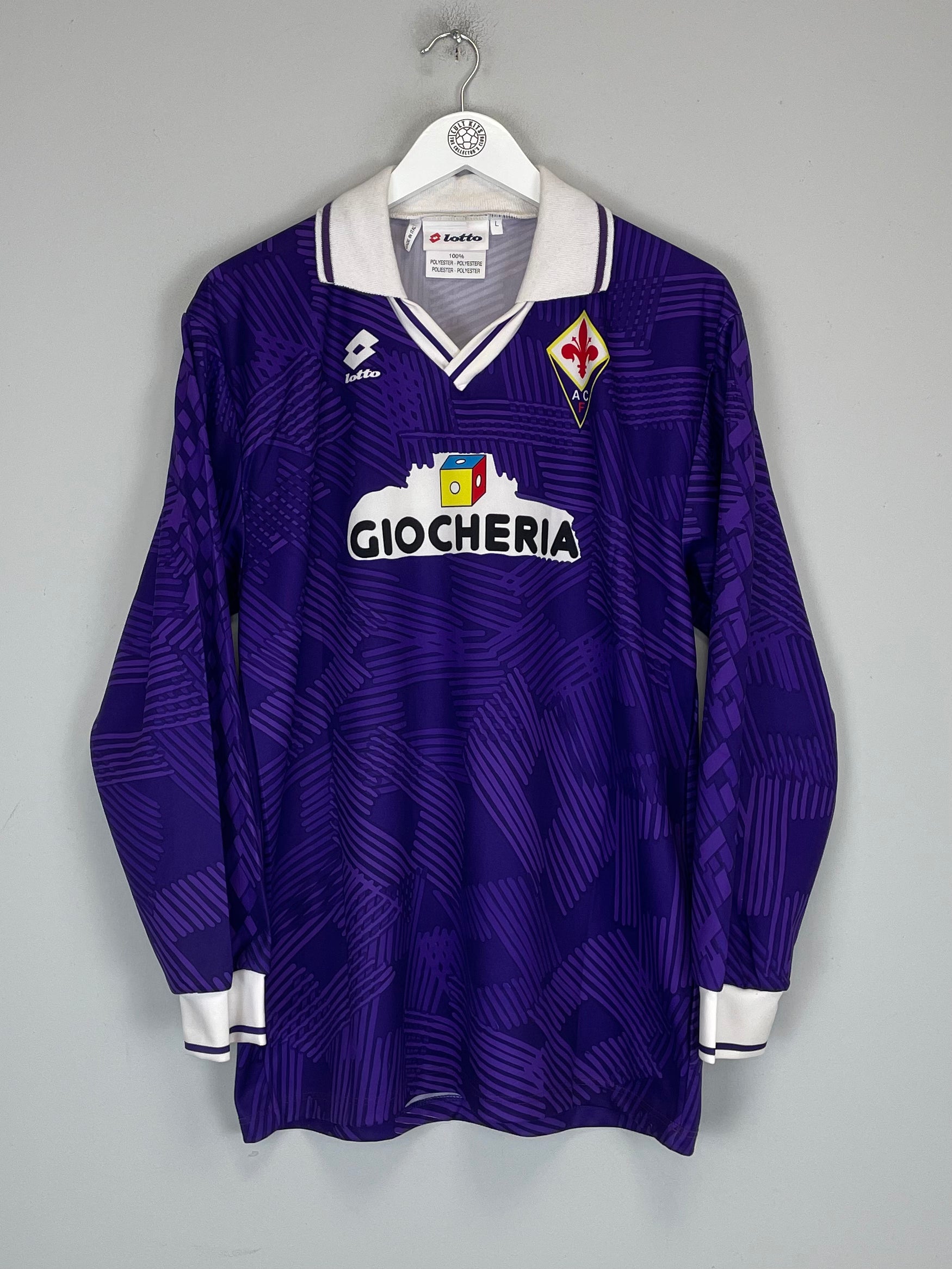 Shop 1991/92 FIORENTINA #5 L/S HOME SHIRT (L) LOTTO, classic football shirts, vintage football shirts & retro soccer jerseys at Cult Kits