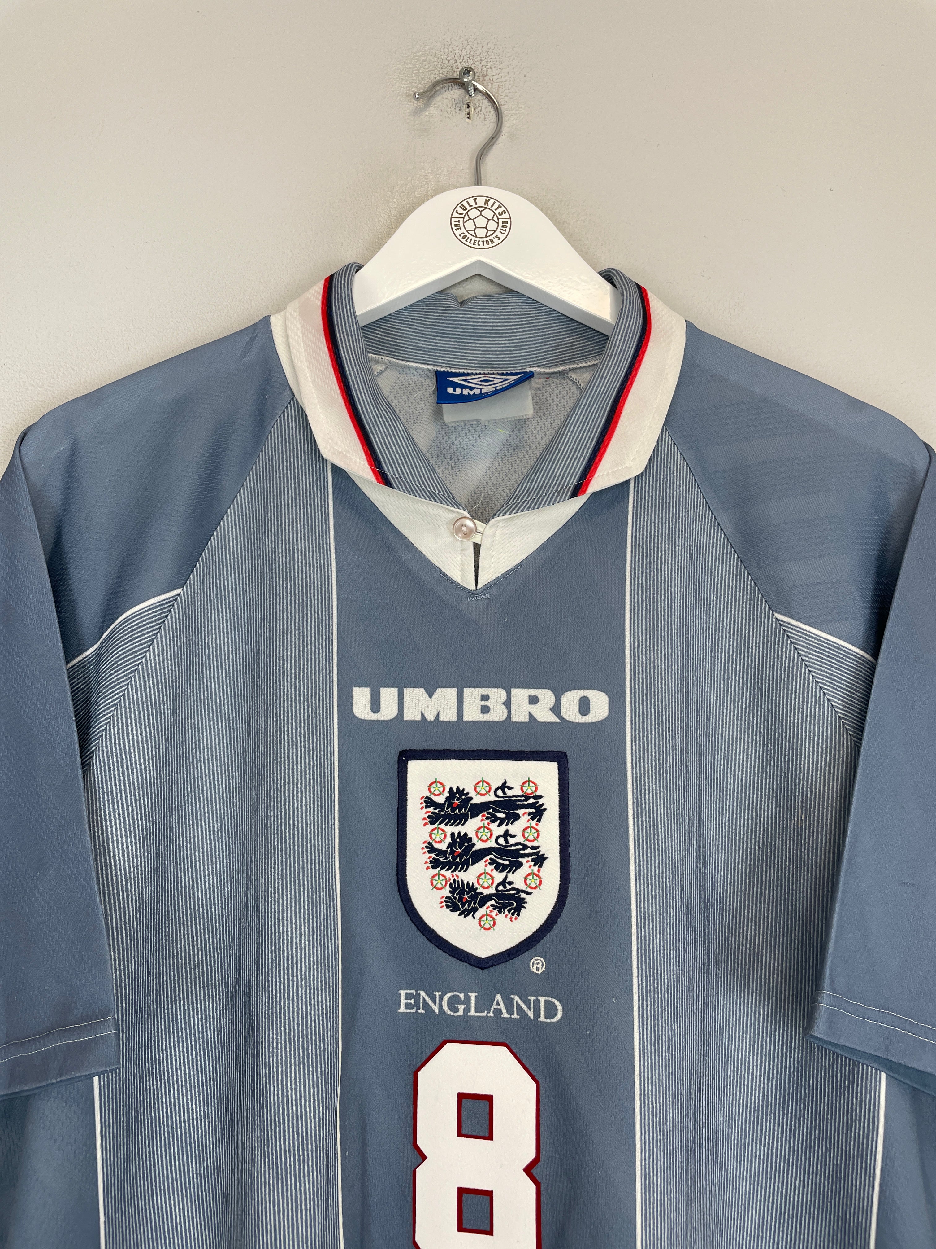 Shop 1996/97 ENGLAND GASCOIGNE #8 AWAY SHIRT (XL) UMBRO, classic football shirts, vintage football shirts & retro soccer jerseys at Cult Kits