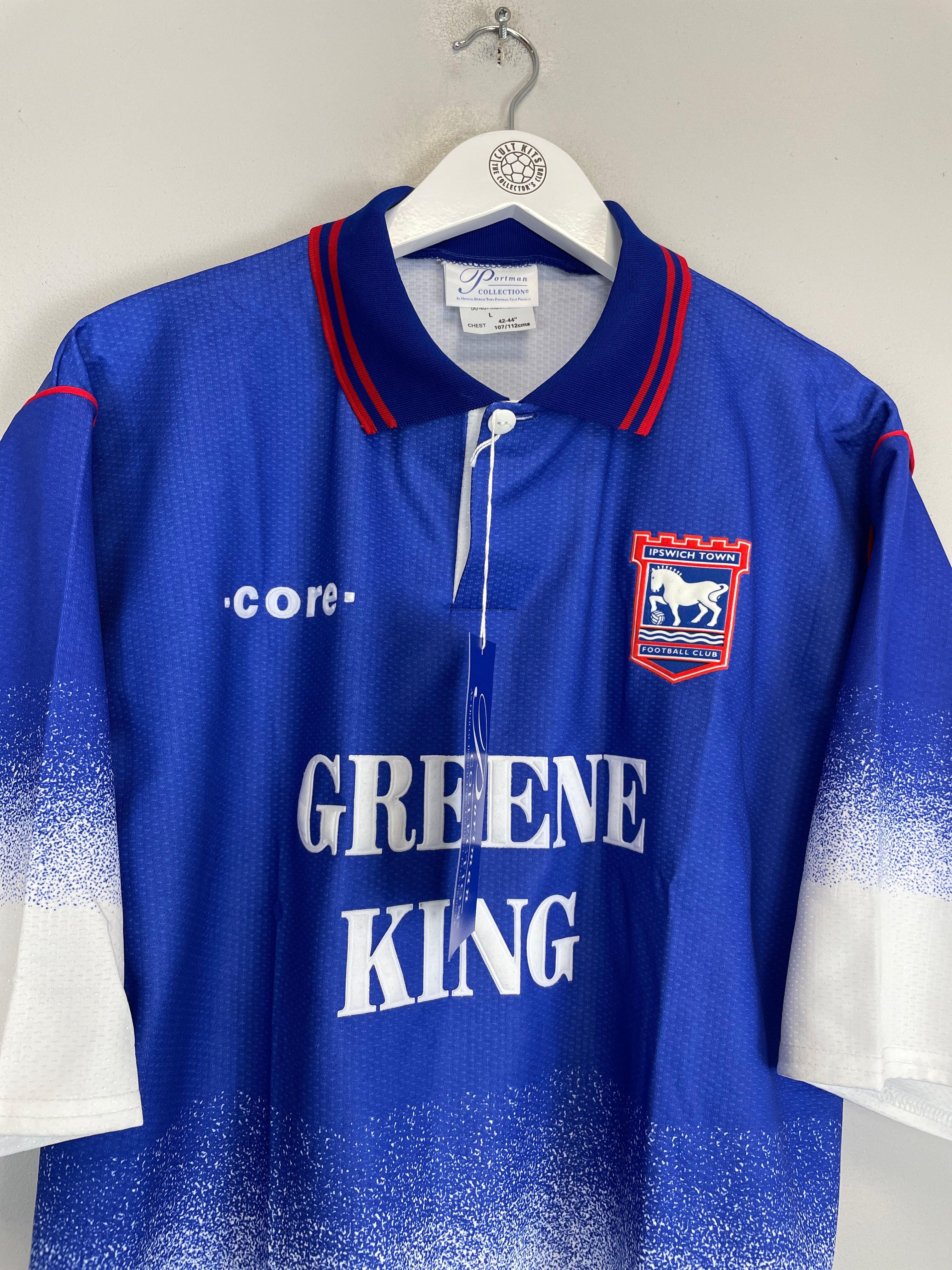 Shop 1995/97 IPSWICH TOWN *BNWT* HOME SHIRT (L) CORE, classic football shirts, vintage football shirts & retro soccer jerseys at Cult Kits