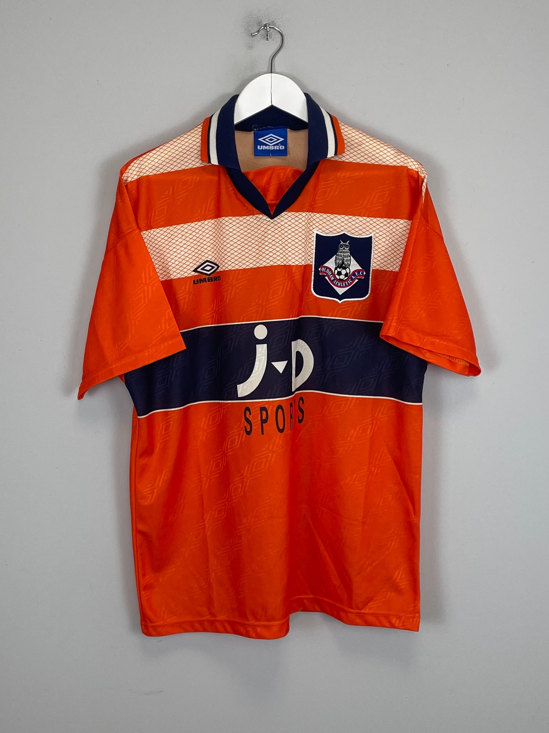 Shop 1994/96 OLDHAM ATHLETIC AWAY SHIRT (L) UMBRO, classic football shirts, vintage football shirts & retro soccer jerseys at Cult Kits