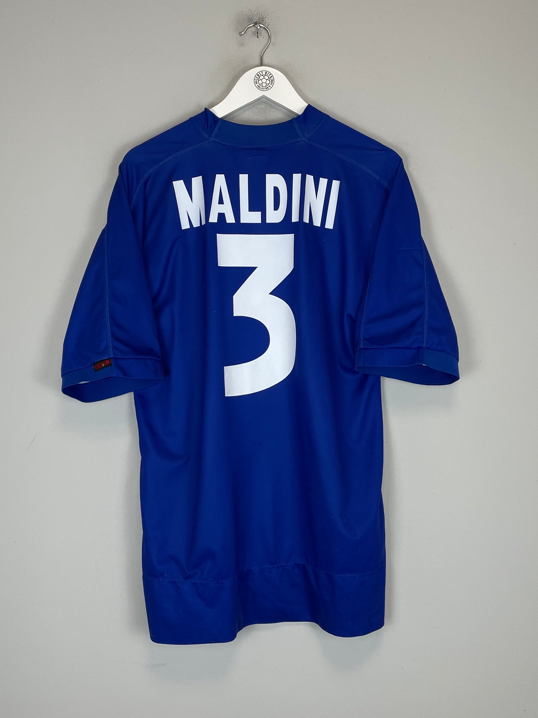 Shop 1998/99 ITALY MALDINI #3 HOME SHIRT (XXL) KAPPA, classic football shirts, vintage football shirts & retro soccer jerseys at Cult Kits